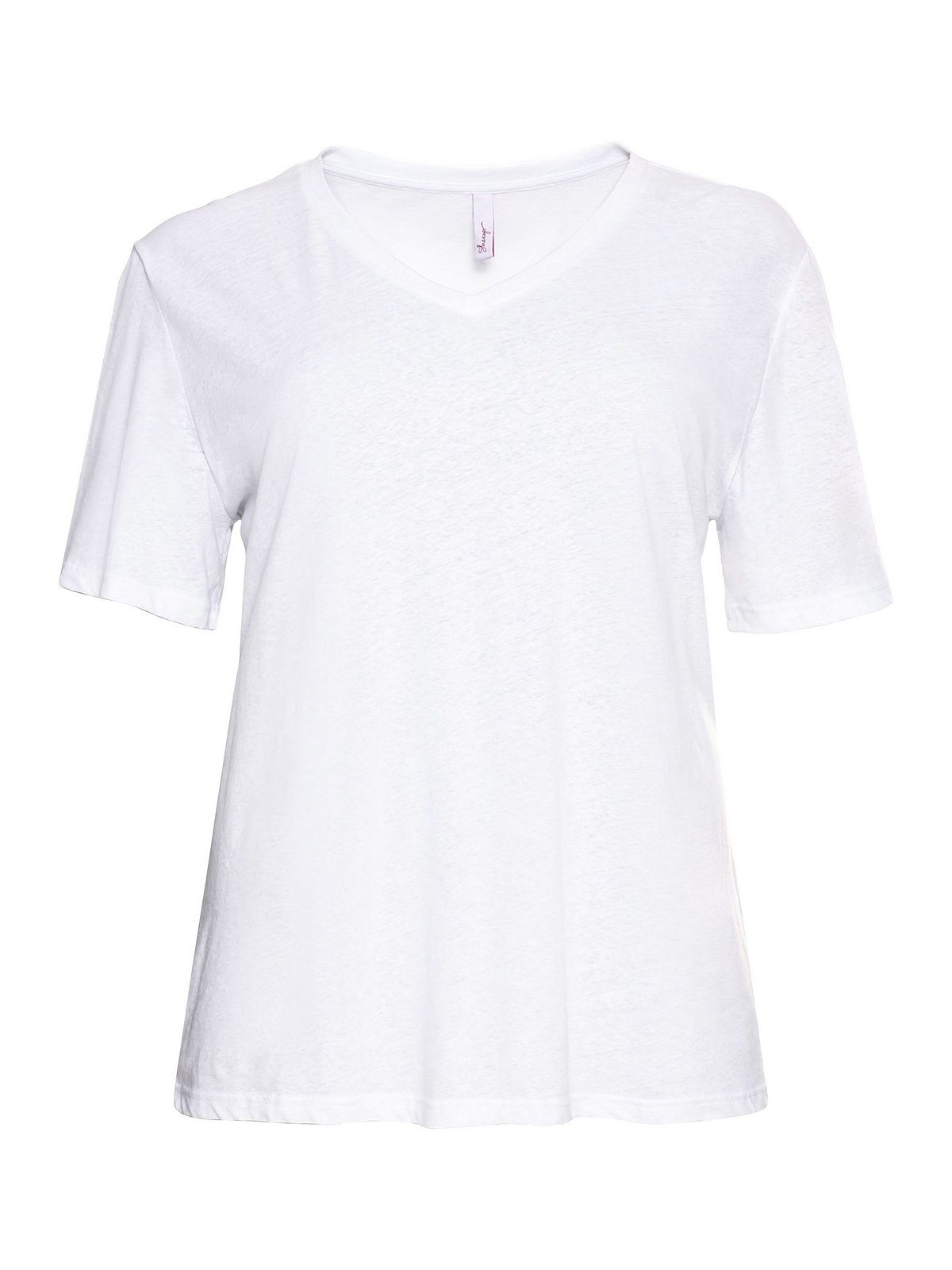 Sheego T-Shirt Große weiß edlem aus Größen Leinen-Viskose-Mix