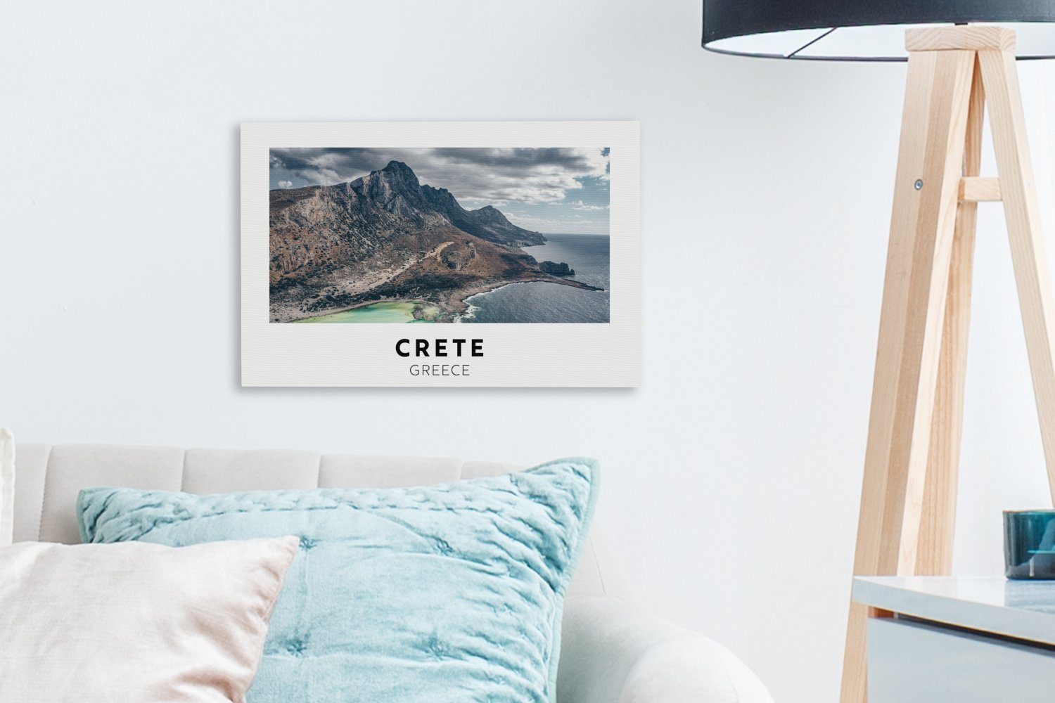Kreta 30x20 (1 Leinwandbilder, St), cm Berge Aufhängefertig, OneMillionCanvasses® Meer, Leinwandbild - Wanddeko, - Griechenland - Wandbild