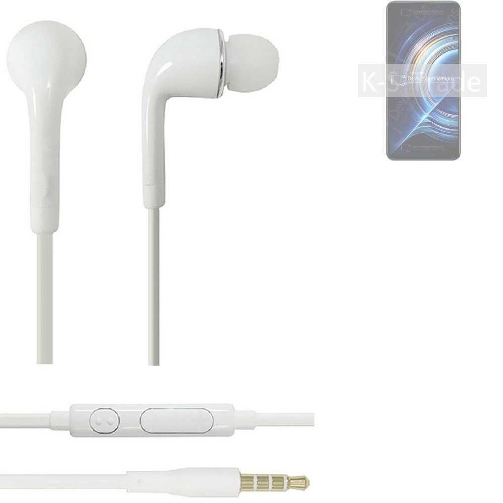 K-S-Trade für Xiaomi Redmi K50 Pro In-Ear-Kopfhörer (Kopfhörer Headset mit Mikrofon u Lautstärkeregler weiß 3,5mm)