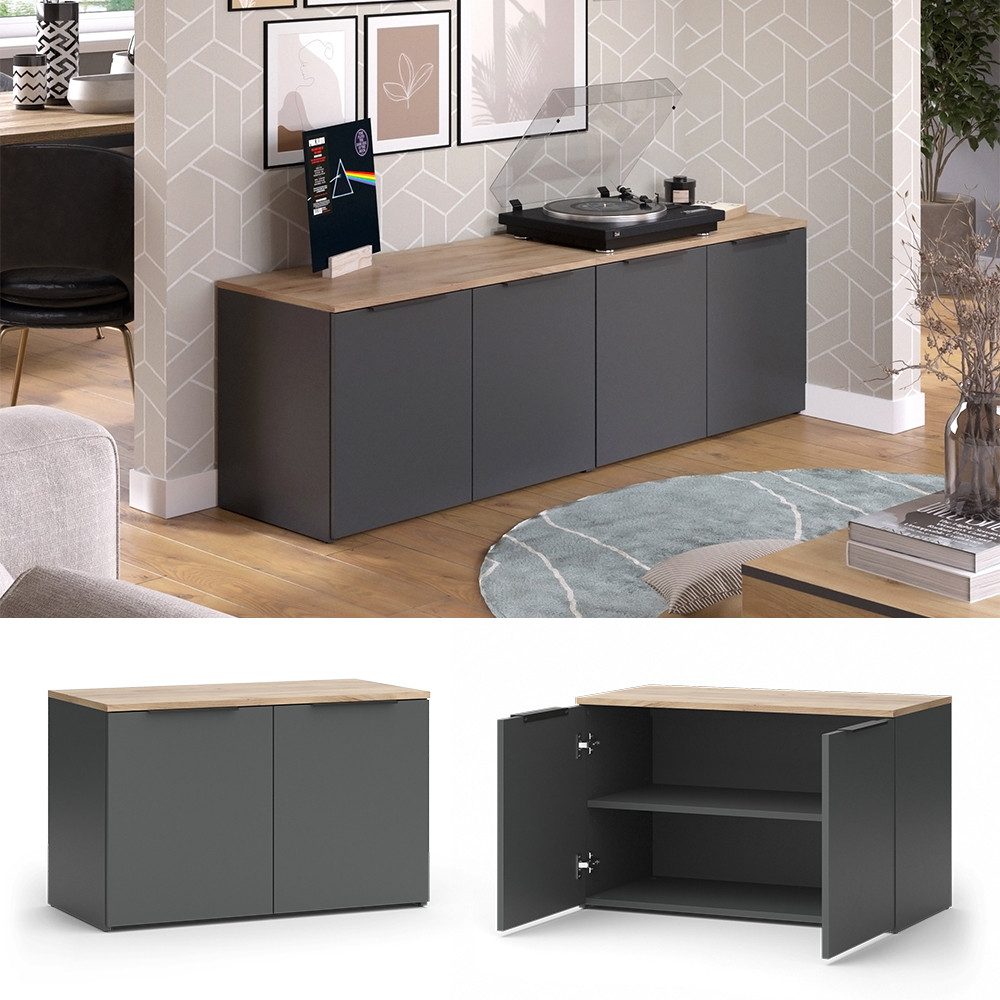 Vicco Wohnwand Wido, Anthrazit/Sonoma, 2 Teile günstig online kaufen