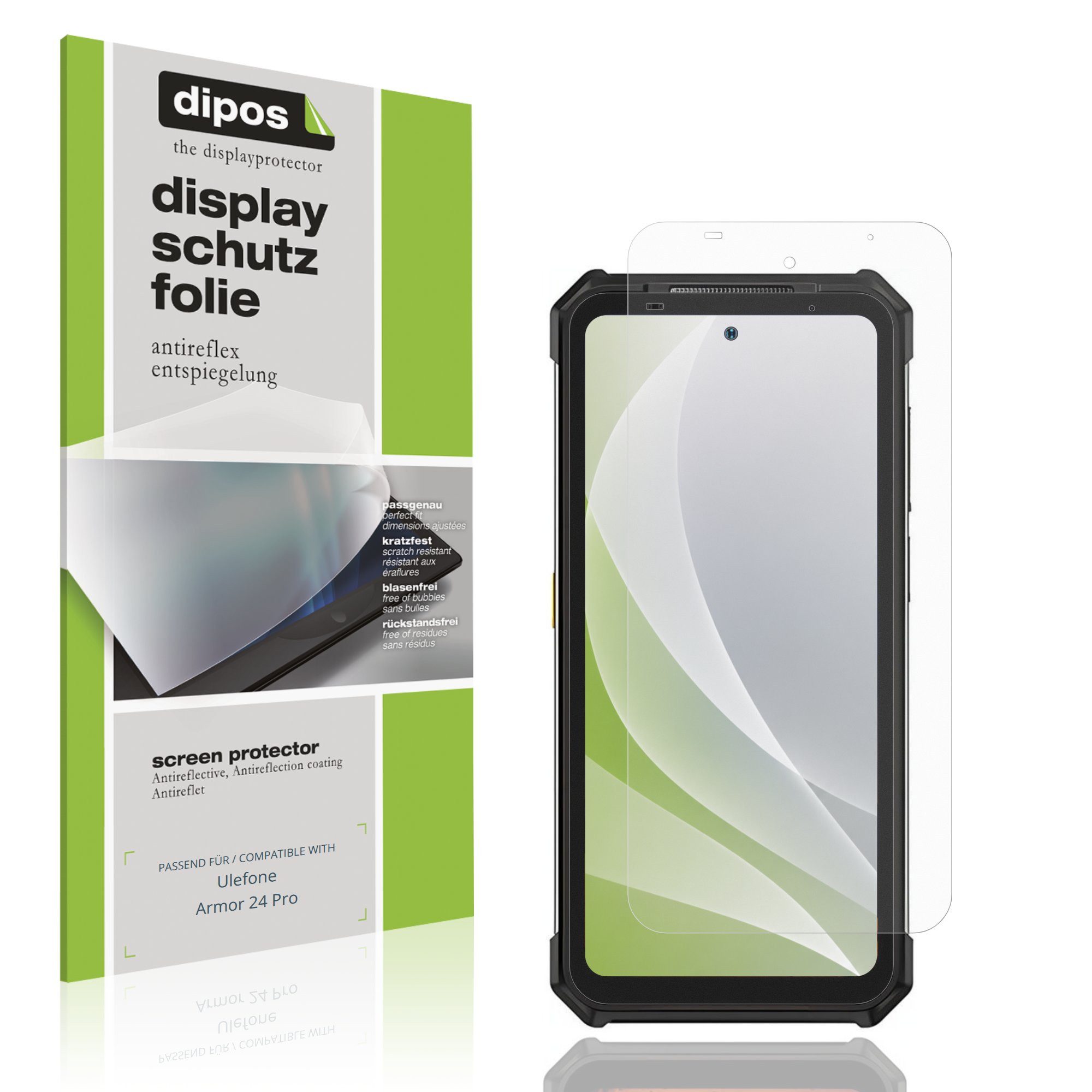 dipos Displayschutzfolie Schutzfolie für Ulefone Armor 24 Pro, 4 Stück, Displayschutz Schutz Folie Made in Germany