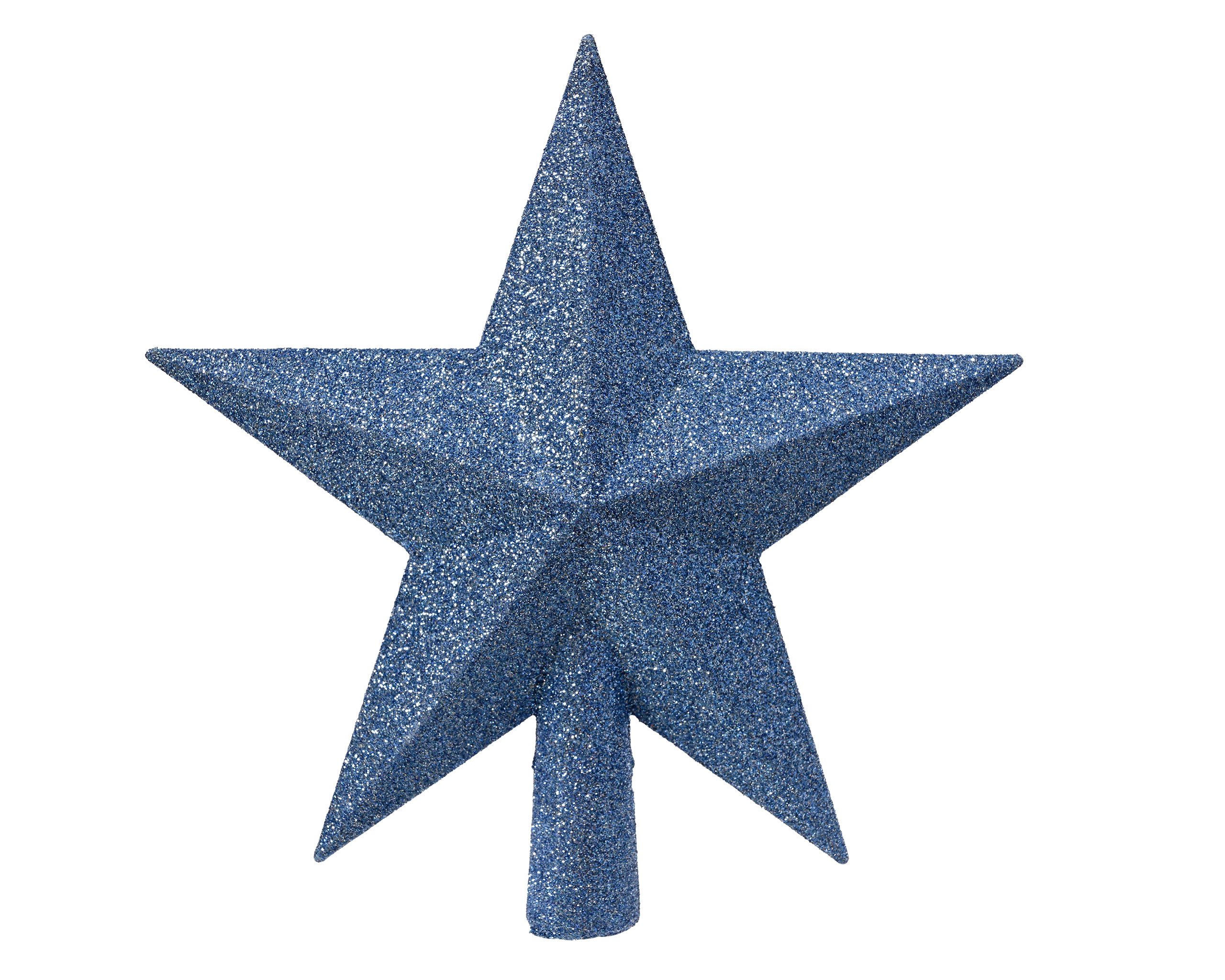 Kaemingk Christbaumspitze, Christbaumspitze Stern mit Glitzer 19cm Kunststoff - Himmelblau