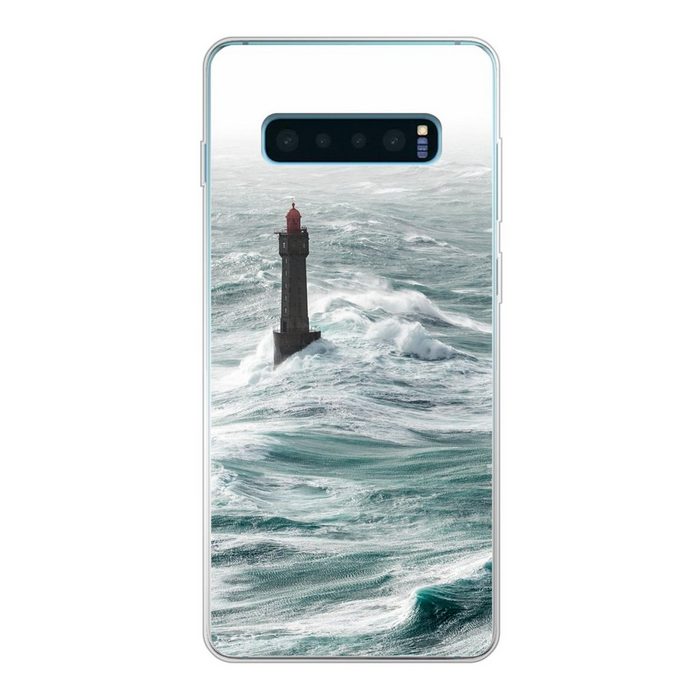 MuchoWow Handyhülle Der Leuchtturm von La Jument im Meer vor der französischen Küste Phone Case Handyhülle Samsung Galaxy S10 Lite Silikon Schutzhülle