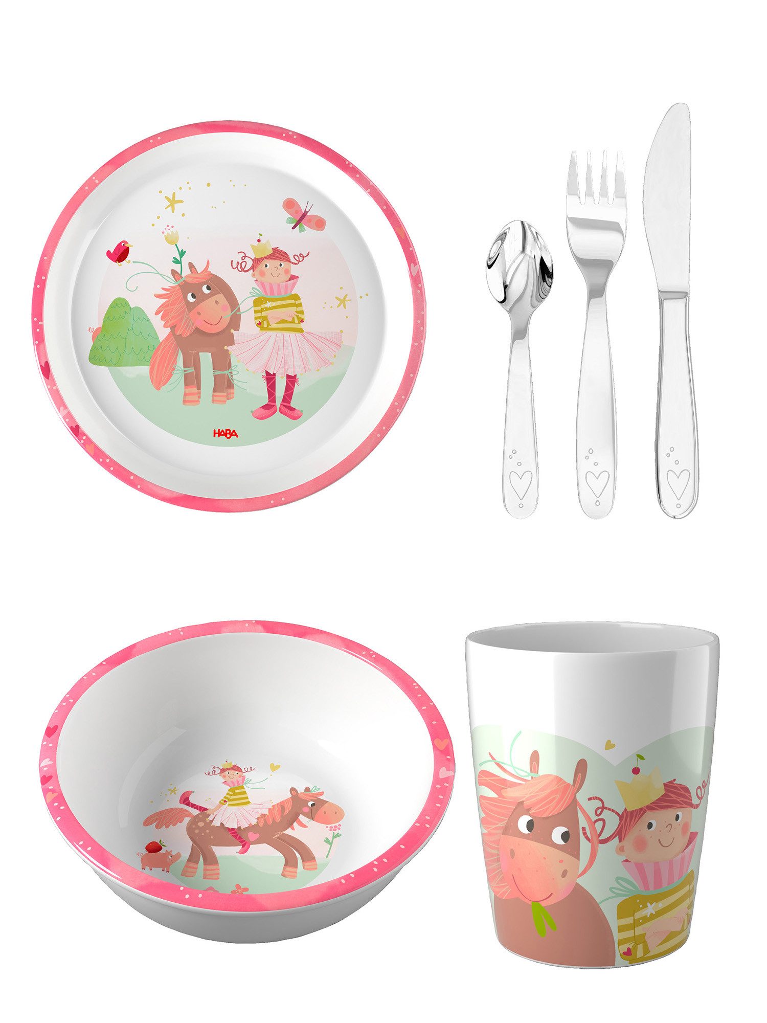 Haba Geschirr-Set Schüssel, Teller, Becher & Besteck (4-tlg), unisex neutral