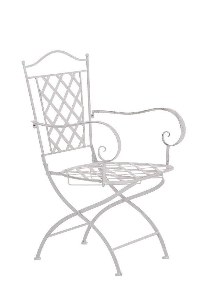 CLP Gartenstuhl Adara, handgefertigter Gartenstuhl aus Eisen antik weiß