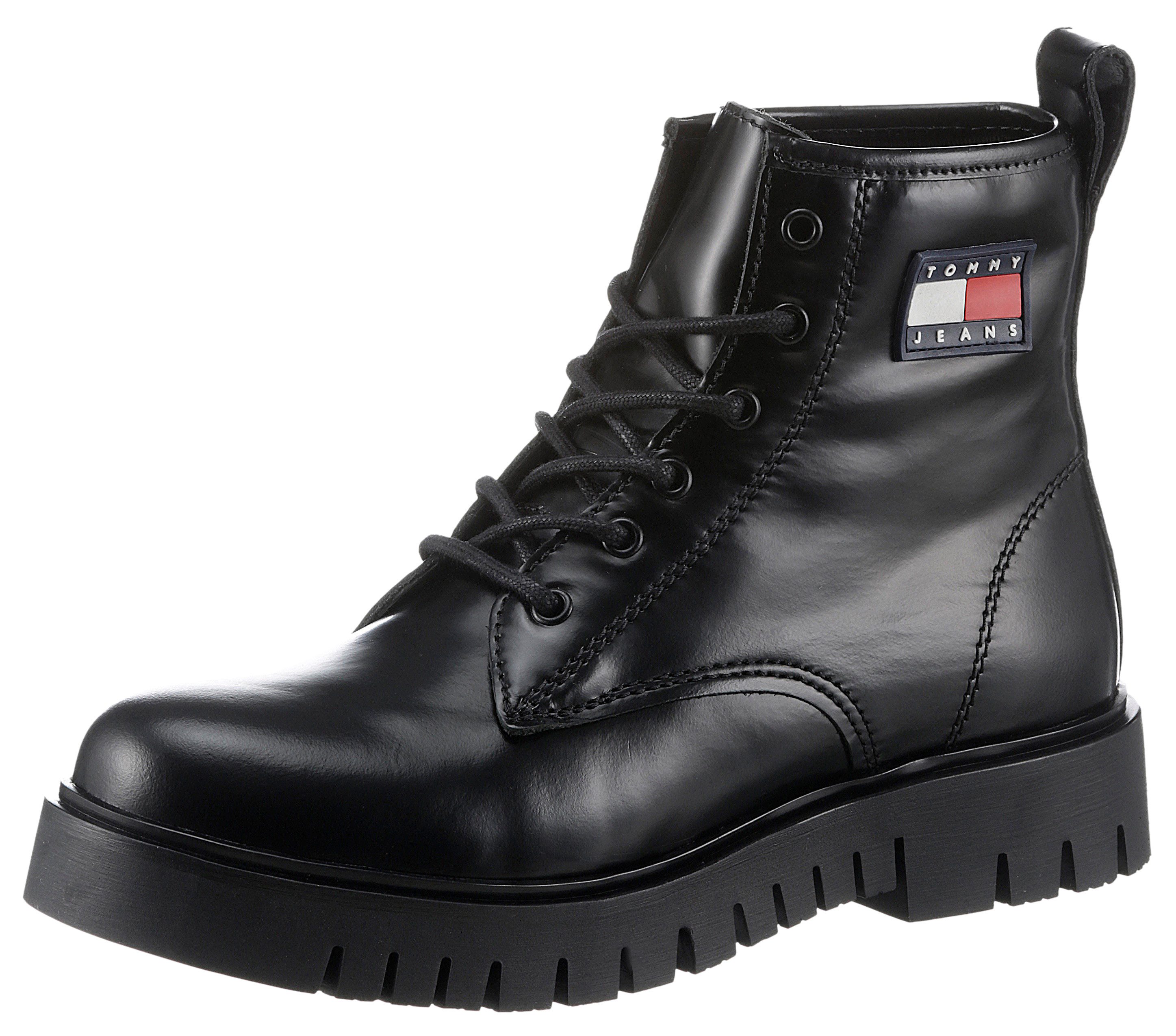 Tommy Jeans TJW LACE UP BOOT Schnürboots, Blockabsatz, Plateau, Schnürstiefelette, Chunky Черевики, Logoaufnäher