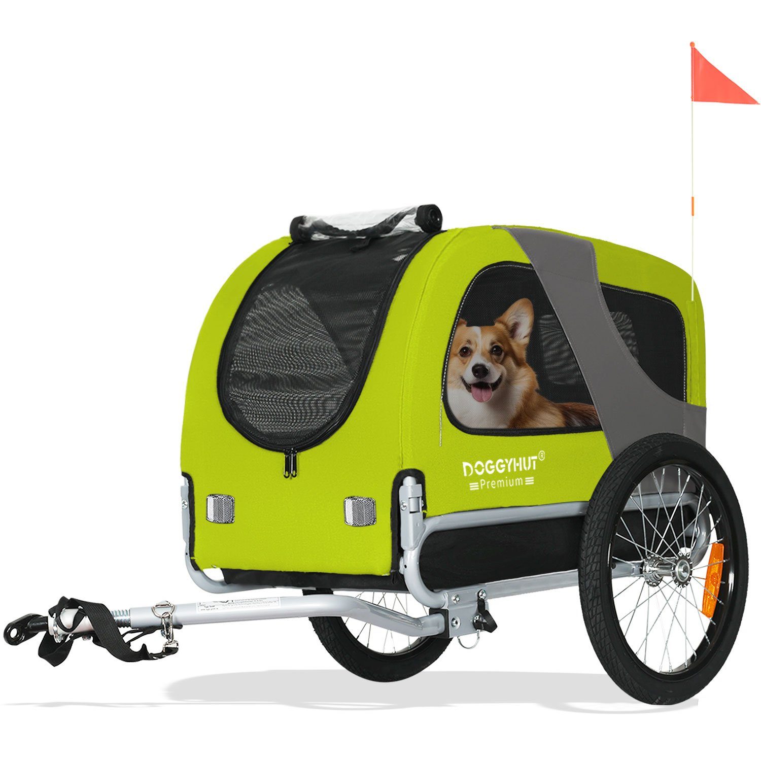 TIGGO Fahrradkinderanhänger DOGGYHUT® MEDIUM Hundefahrradanhänger Hundeanhänger Fahrradanhänger, Verstellbare Sicherheitsleine