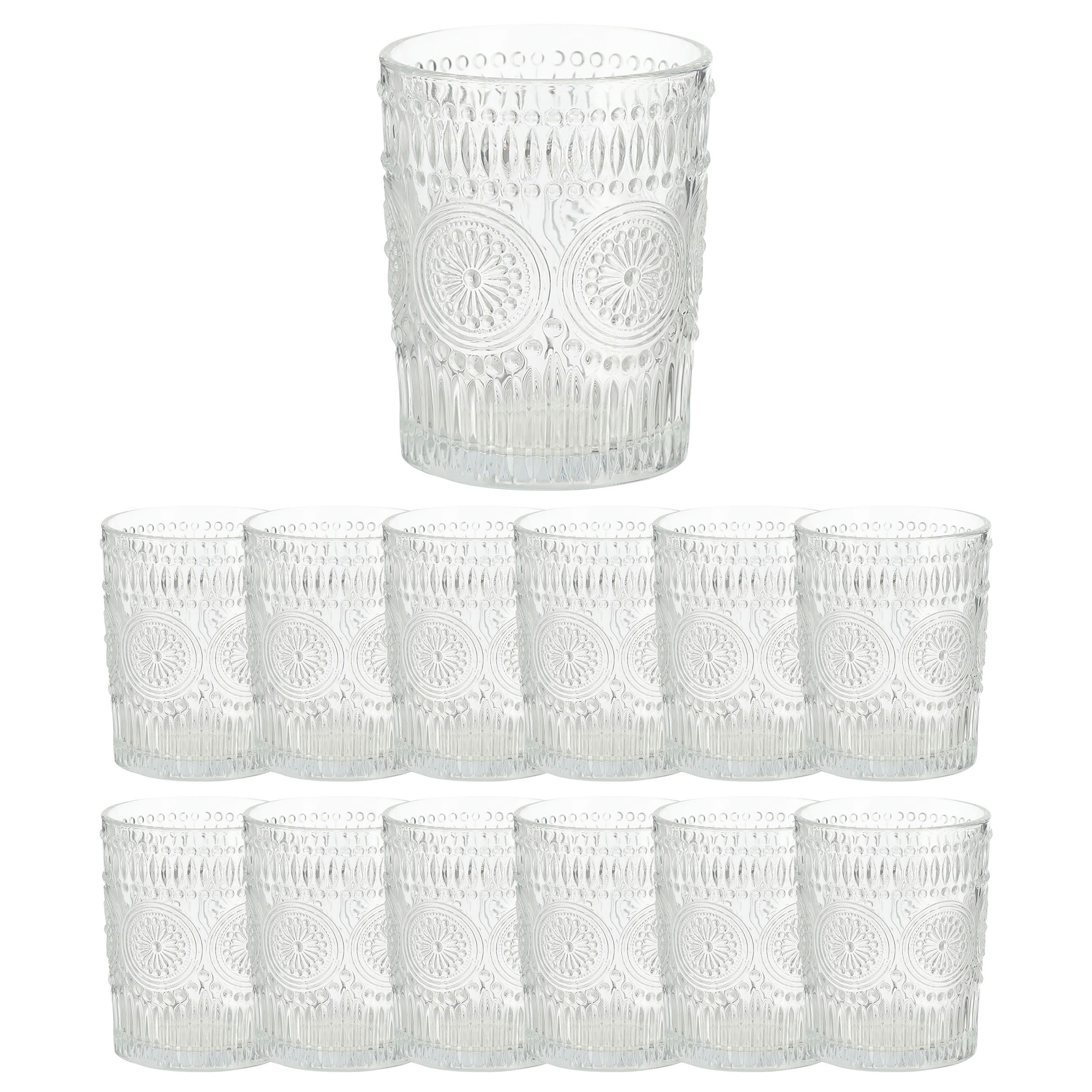 Annastore Glas Mandala Trinkgläser 12er Set – 300 ml Wassergläser mit edlem Muster, Stilvolle Gläser für Wasser, Saft, Limonade & Longdrinks