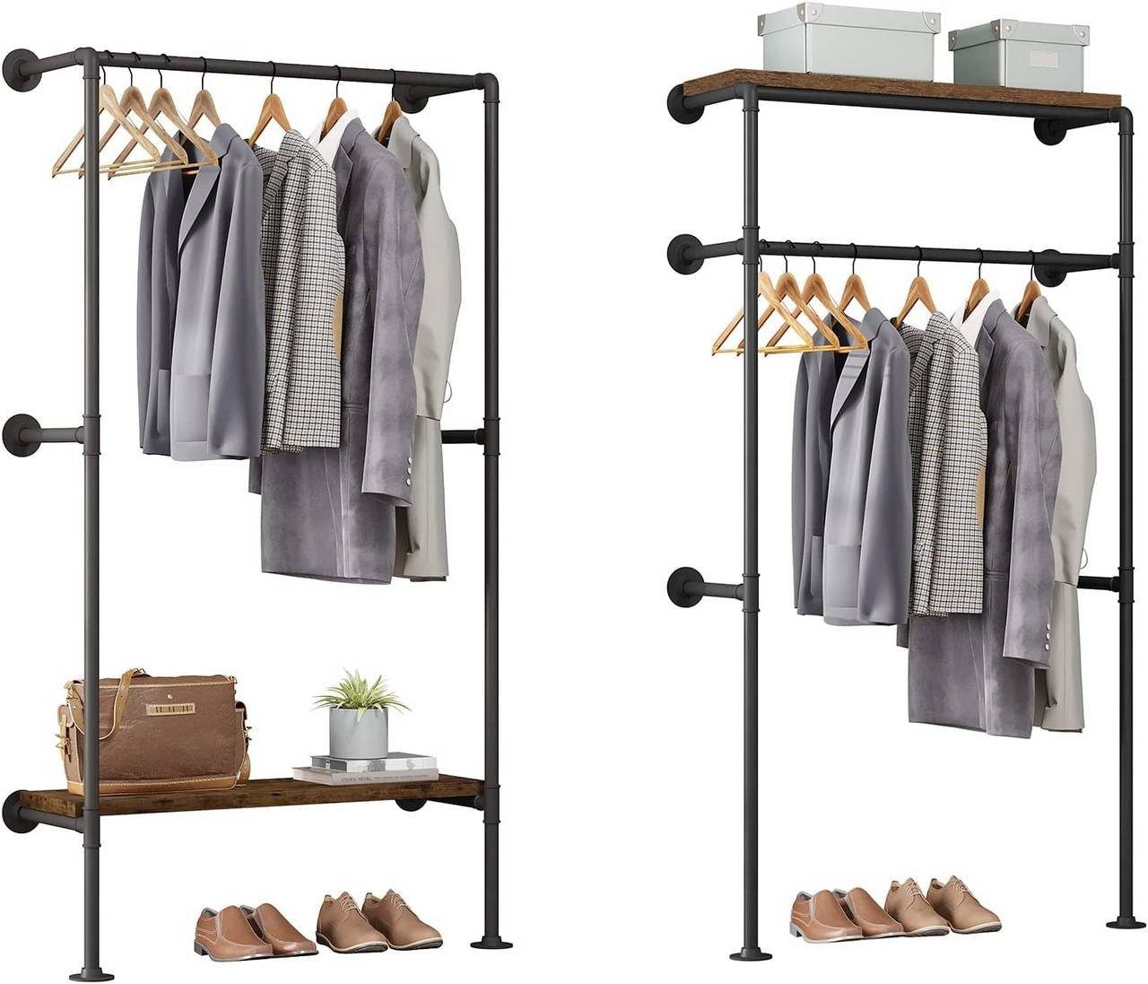 Woltu Kleiderständer, (Set, 2 St), industrielle Kleiderstange Wand | Kleiderständer