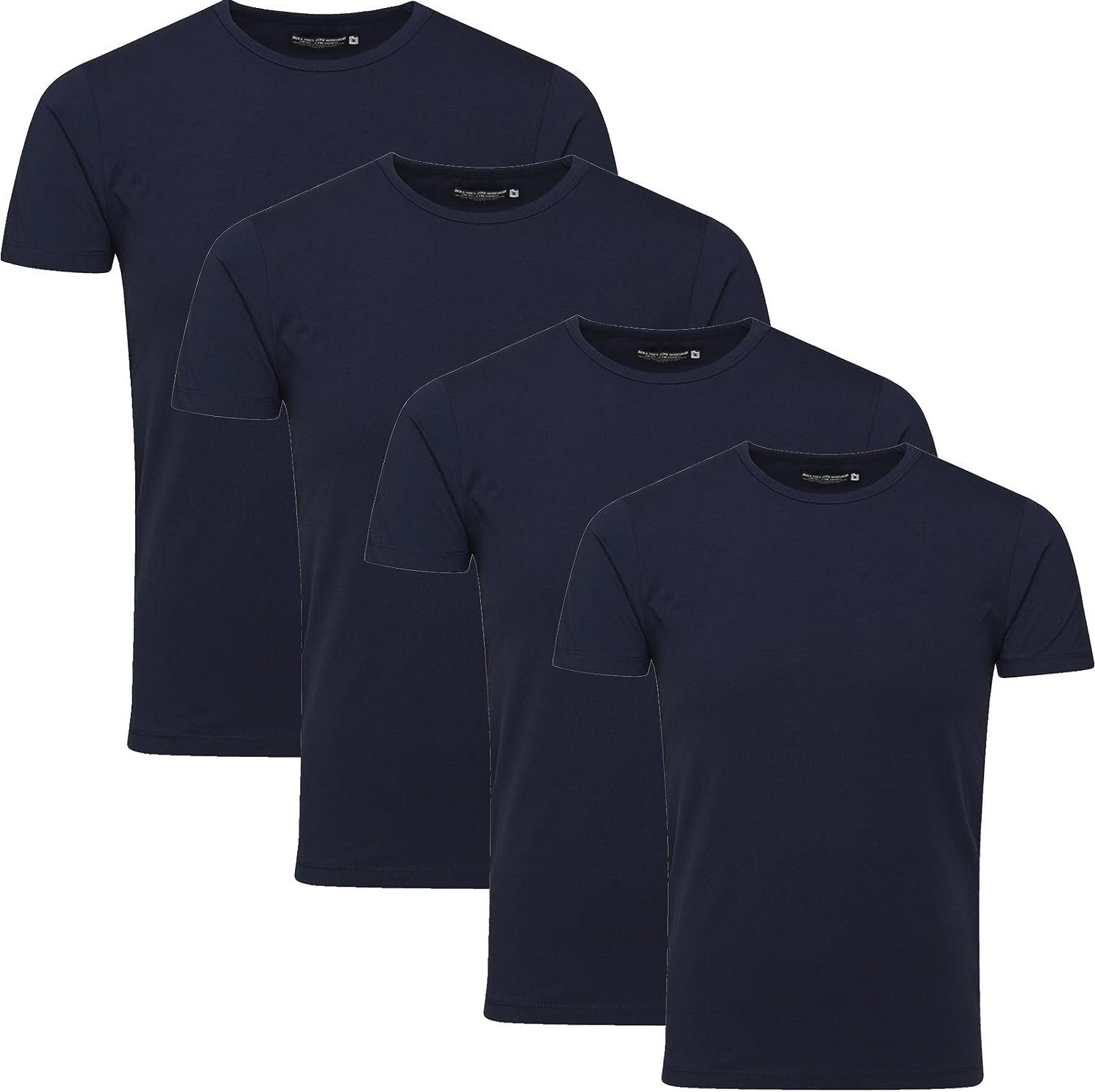Jack & Jones T-Shirt (Sparset, 4er-Pack) Basic, Shirts, Rundhals 4er Mix Navy