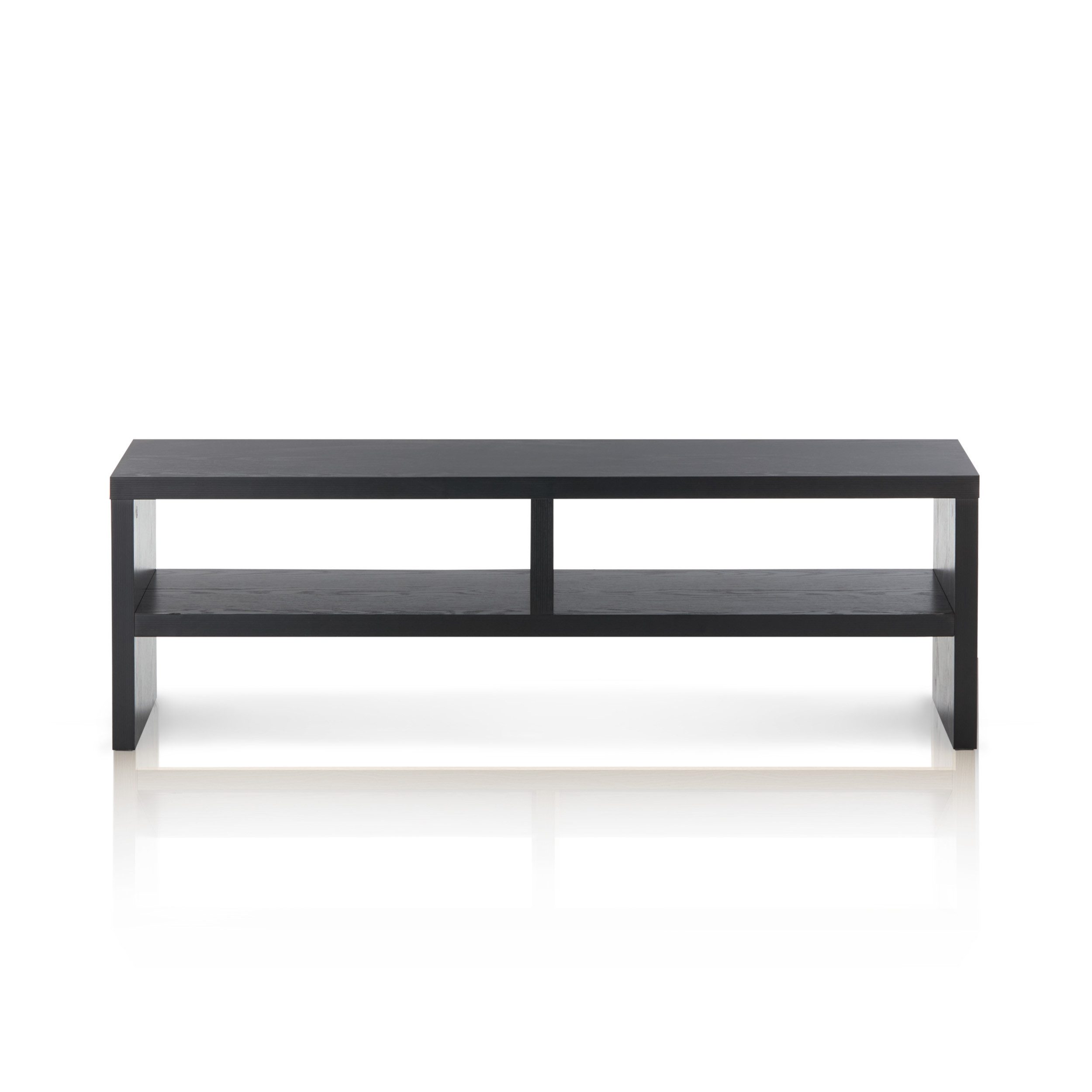 KHG TV-Board TV-Schrank Schwarz mit 2 offenen Fächern 140x45x35 cm (Kompaktes Lowboard mit viel Stauraum, stabile Konstruktion, 1 St., Kabelmanagement durch offene Fächer, vielseitig einsetzbar), offene Fächer