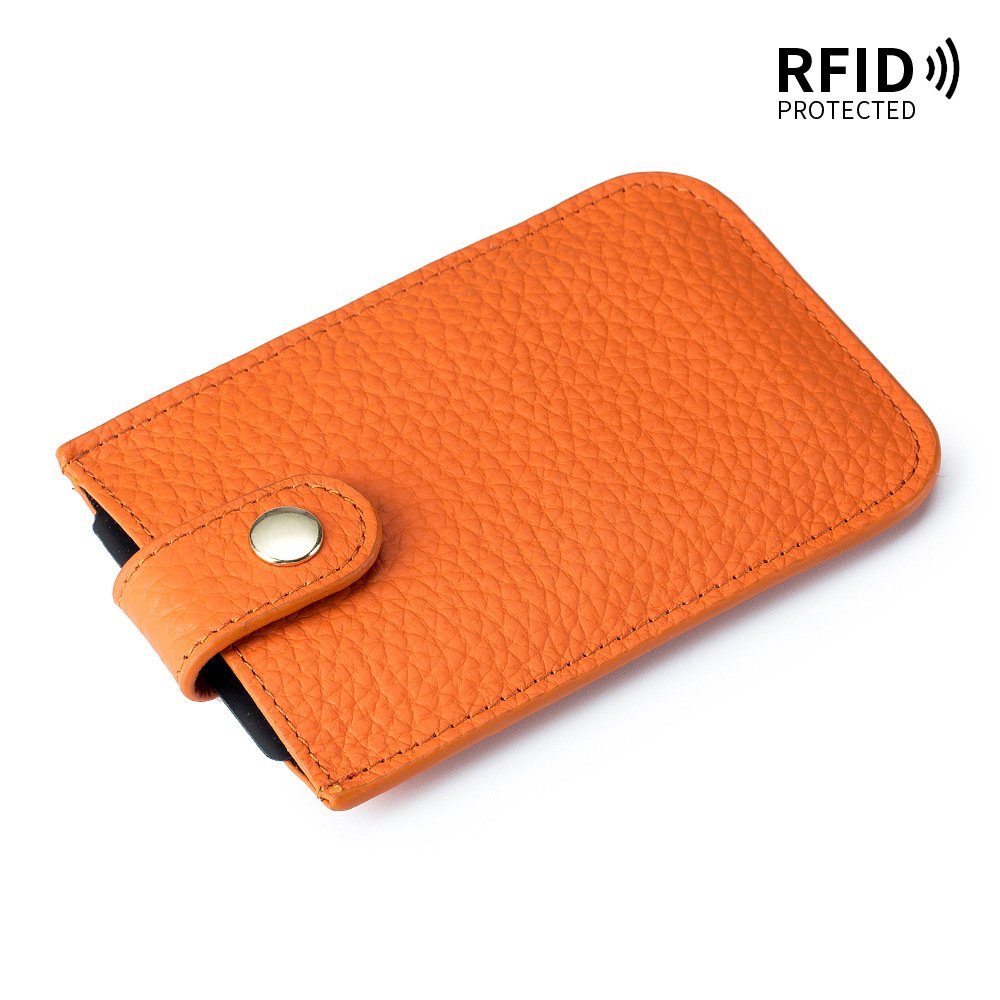 VIVIHEYDAY Geldbörse Kartenetui aus Leder, Echtleder Mini Geldbörse mit RFID Schutz, Damen-Etuis Orange