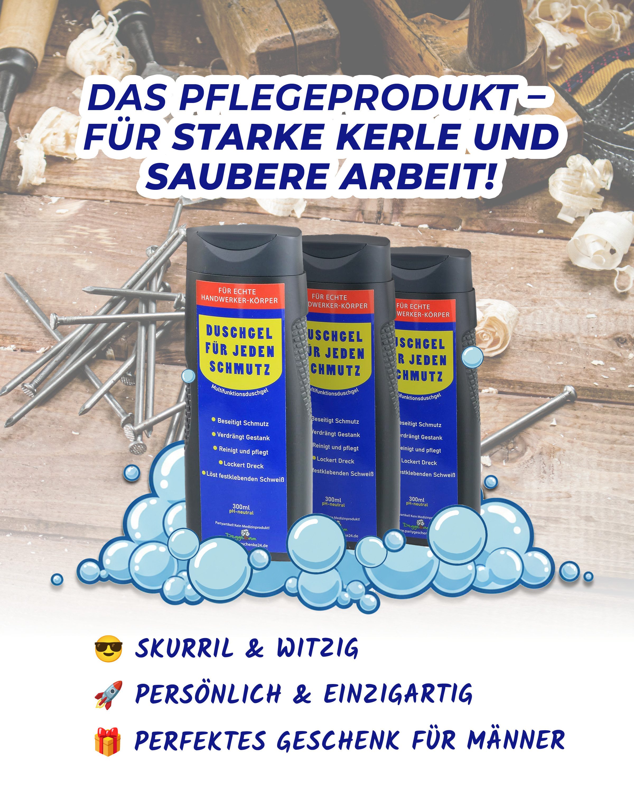 Deggelbam Duschgel Handwerker Duschgel - DAS Geschenk für jeden Mechaniker, Lustiges Männergeschenk, Geschenkidee Geburtstag Weihnachten Wichteln