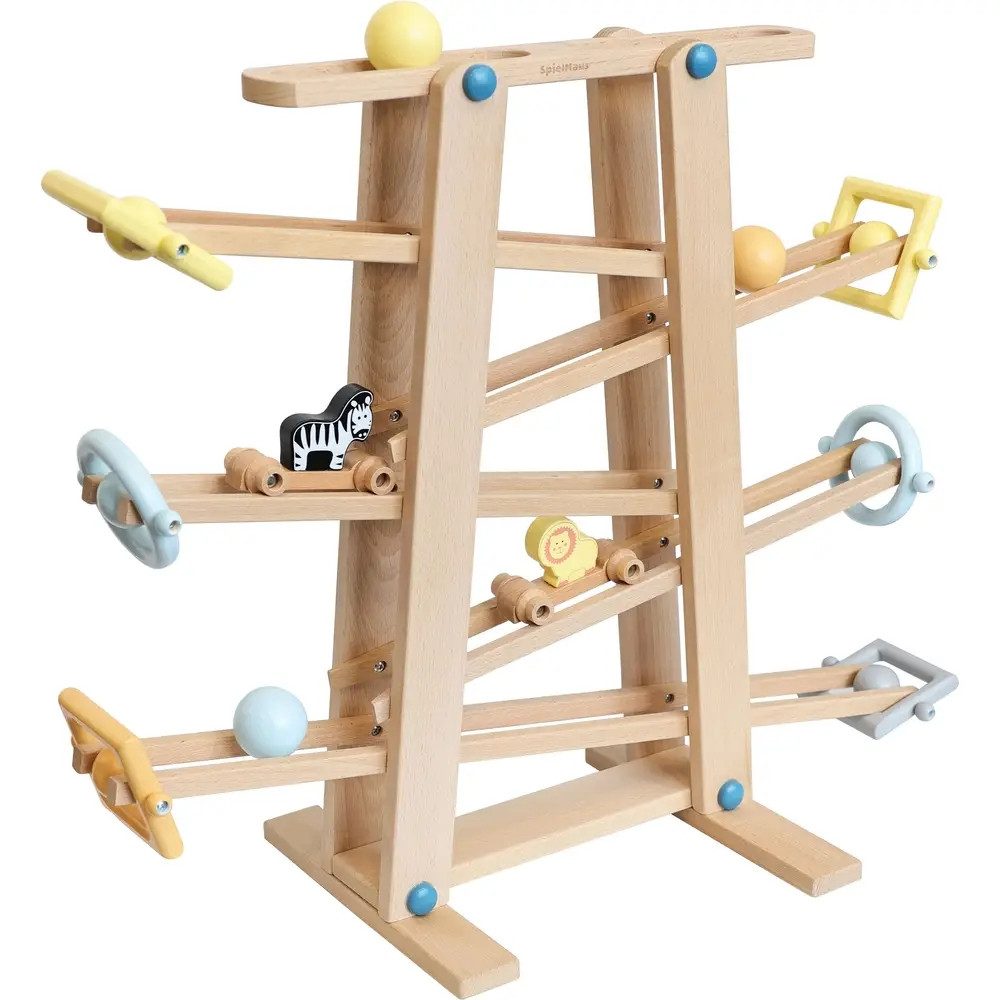 Spielmaus® Kugelbahn SpielMaus Holz Kugelbahn mit Rollelementen – Bild 2 von 2