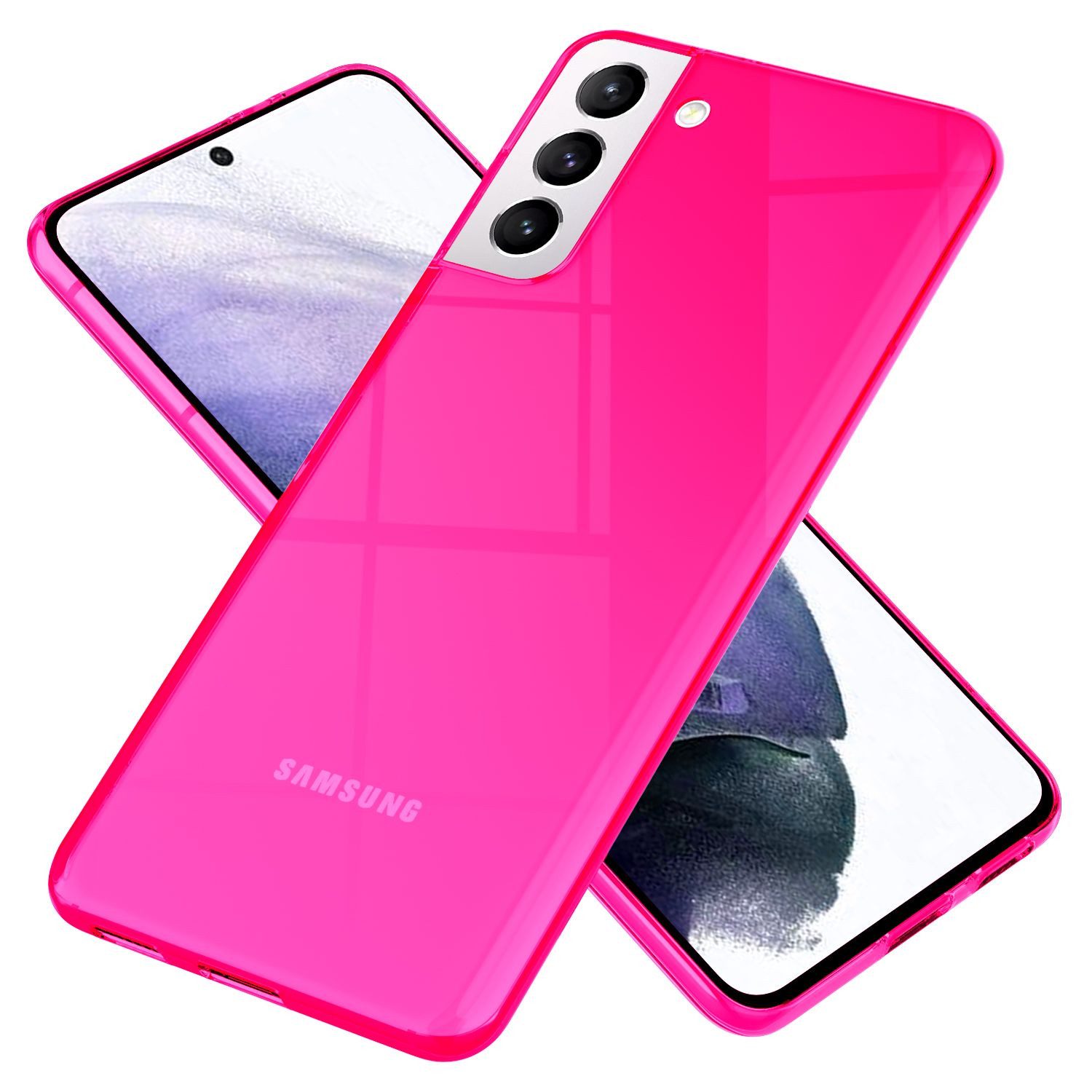 Nalia Smartphone-Hülle Samsung Galaxy S21 Plus 17 cm (6,7 Zoll), Klare Neon Silikon Hülle / Bunt Leuchtend / Durchsichtig / Flexibel