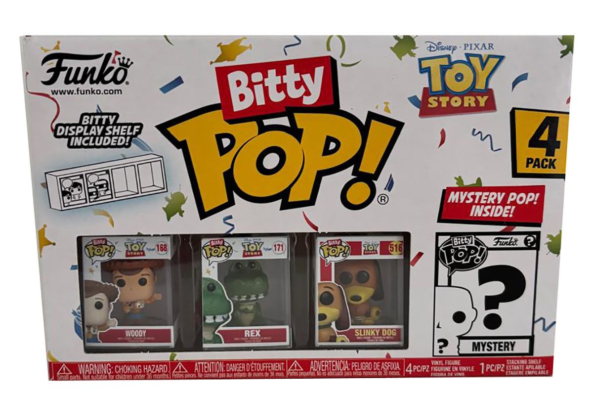 Disney Pixar Toy Story Spielfigur Toy Story, Funko Bitty Pop! Mini Figuren 4er-Pack Woody Rex Slinky Dog