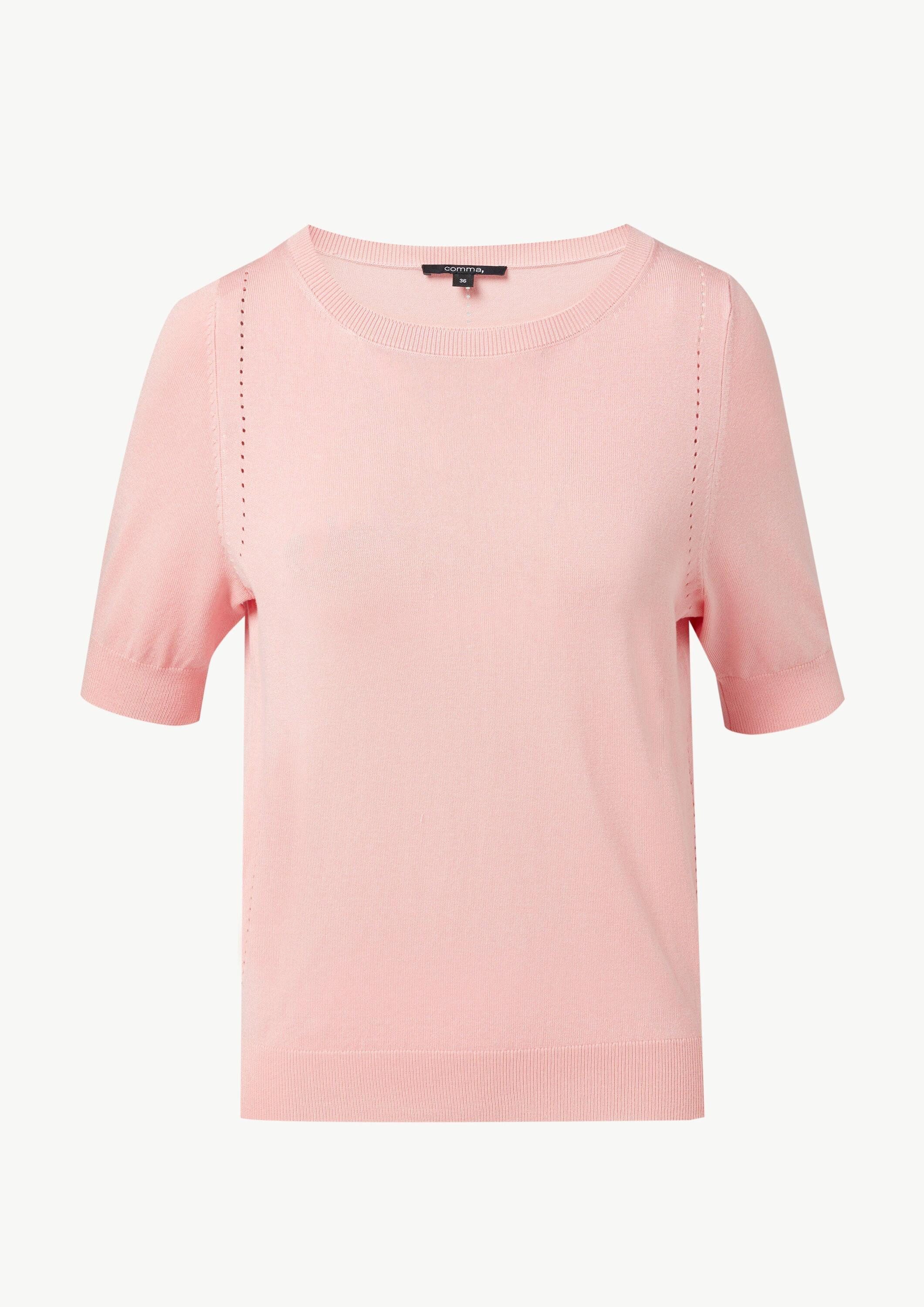 comma Kurzarmpullover Strickpullover Feinstrickpullover aus Viskosemix