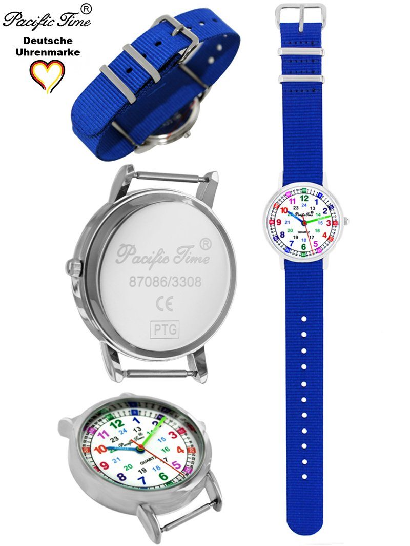 und Gratis Time Pacific Design Match Quarzuhr Lernuhr Mix - royalblau Kinder Armbanduhr Wechselarmband, Versand
