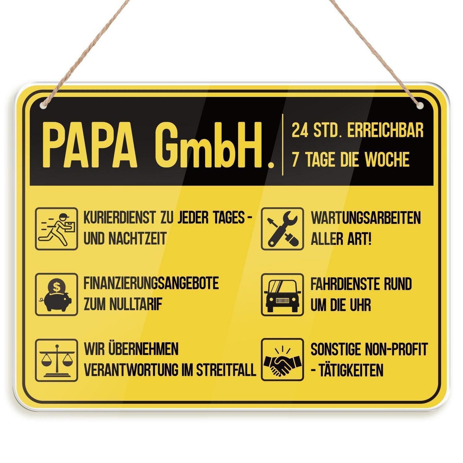 LuxusKollektion Wanddekoobjekt Schild Papa GmbH Acryl 26x19.5cm lustig