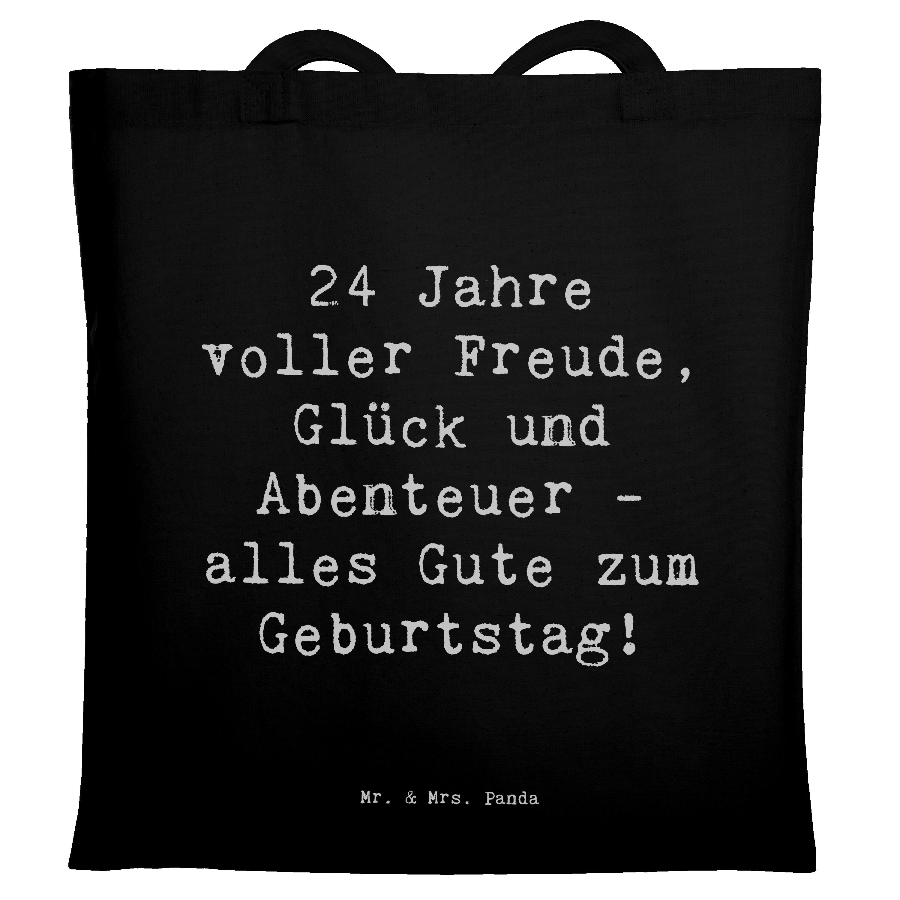 Tragetasche Spruch 24. Geburtstag - Schwarz - Geschenk, Glück, Handarbeit, 24 Jah