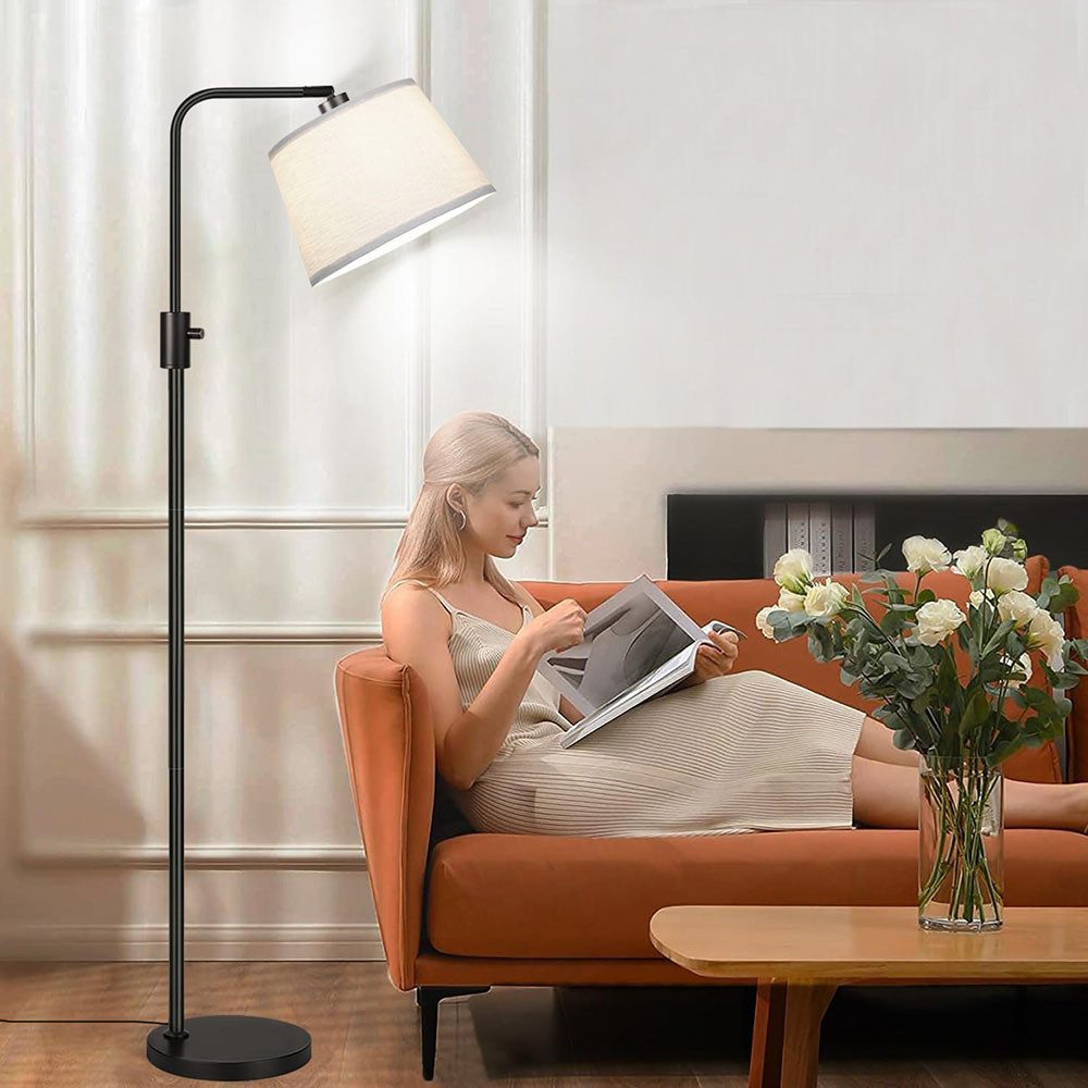 Jibenhome LED Stehlampe Wohnzimmer LED Bogenlampe mit Leinenschirm und Fußschalter, Dimmbare Stehlampe mit 3 Farbtemperaturen für Schlafzimmer, Büro