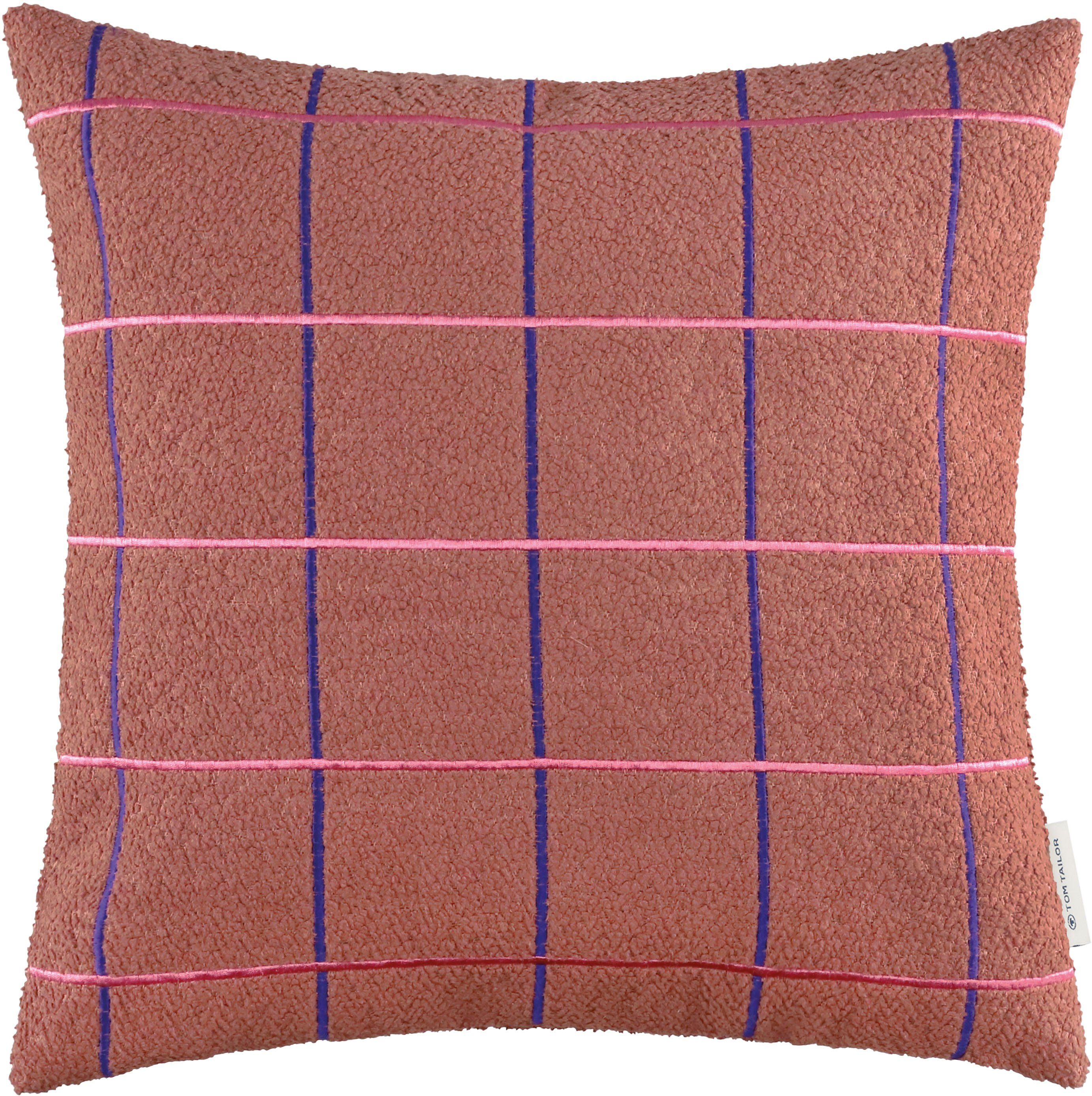 Kissenhülle Grid, TOM TAILOR HOME (1 Stück) blau, rosa, rosé