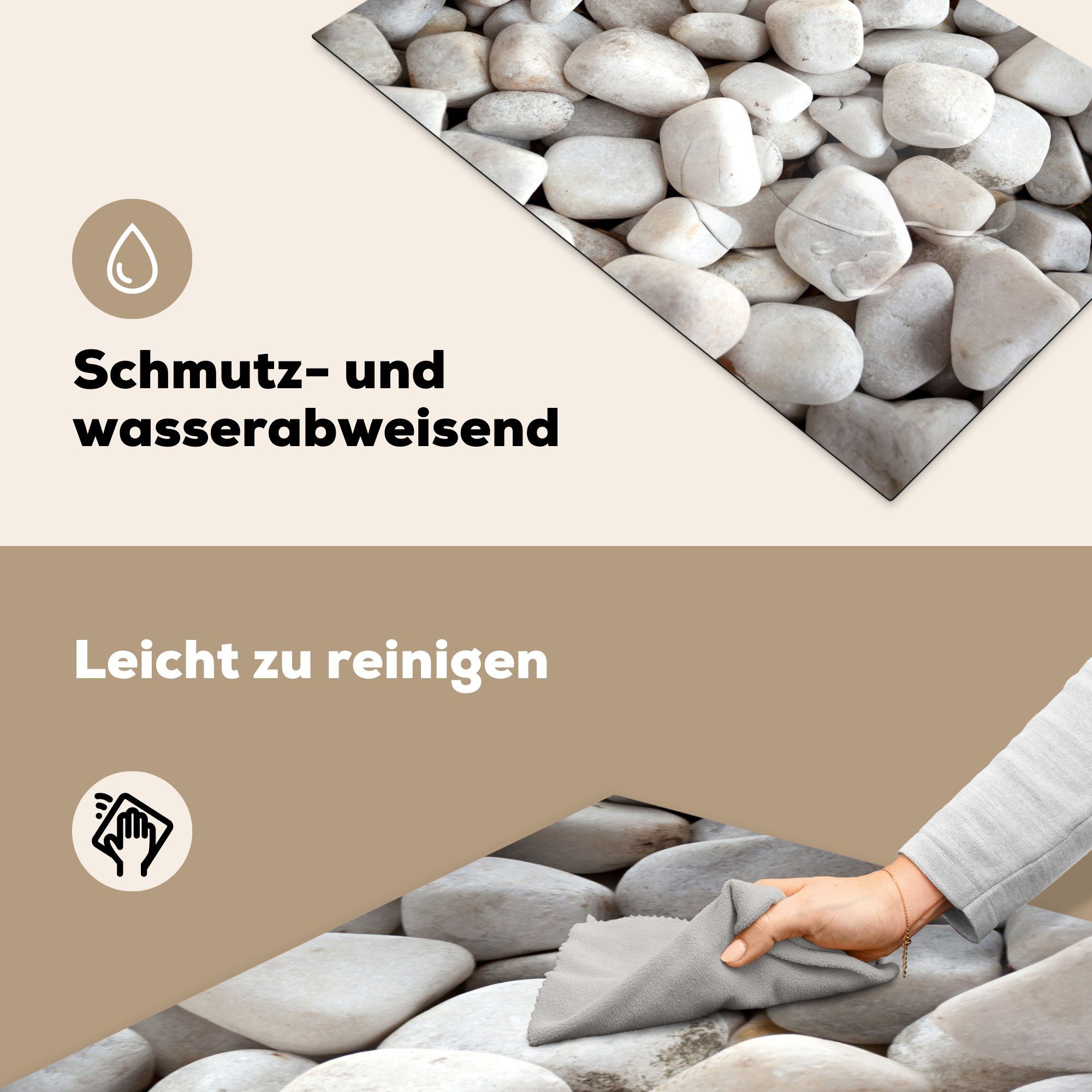 - Arbeitsplatte für Induktionsschutzgitter MuchoWow Herdblende-/Abdeckplatte Ceranfeldabdeckung, cm, (1 Steine 83x51 küche Kies Induktionsmatte, Vinyl, tlg), - -