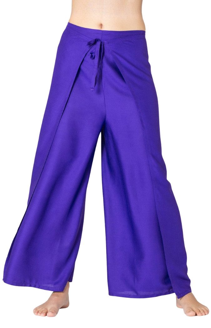 PANASIAM Palazzohose Hosenrock Damen aus leichter Viskose - elegante weite Palazzo Hose Wickelhose einfarbig - gerader Schnitt - luftige Sommerhose Boho Stil