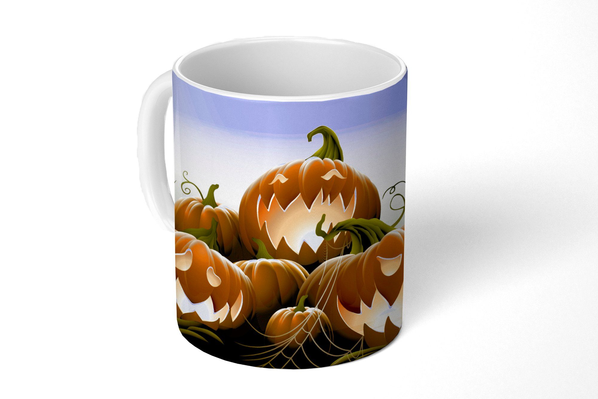 MuchoWow Tasse Eine Illustration von lachenden Kürbissen zu Halloween, Keramik, Kaffeetassen, Teetasse, Becher, Teetasse, Geschenk