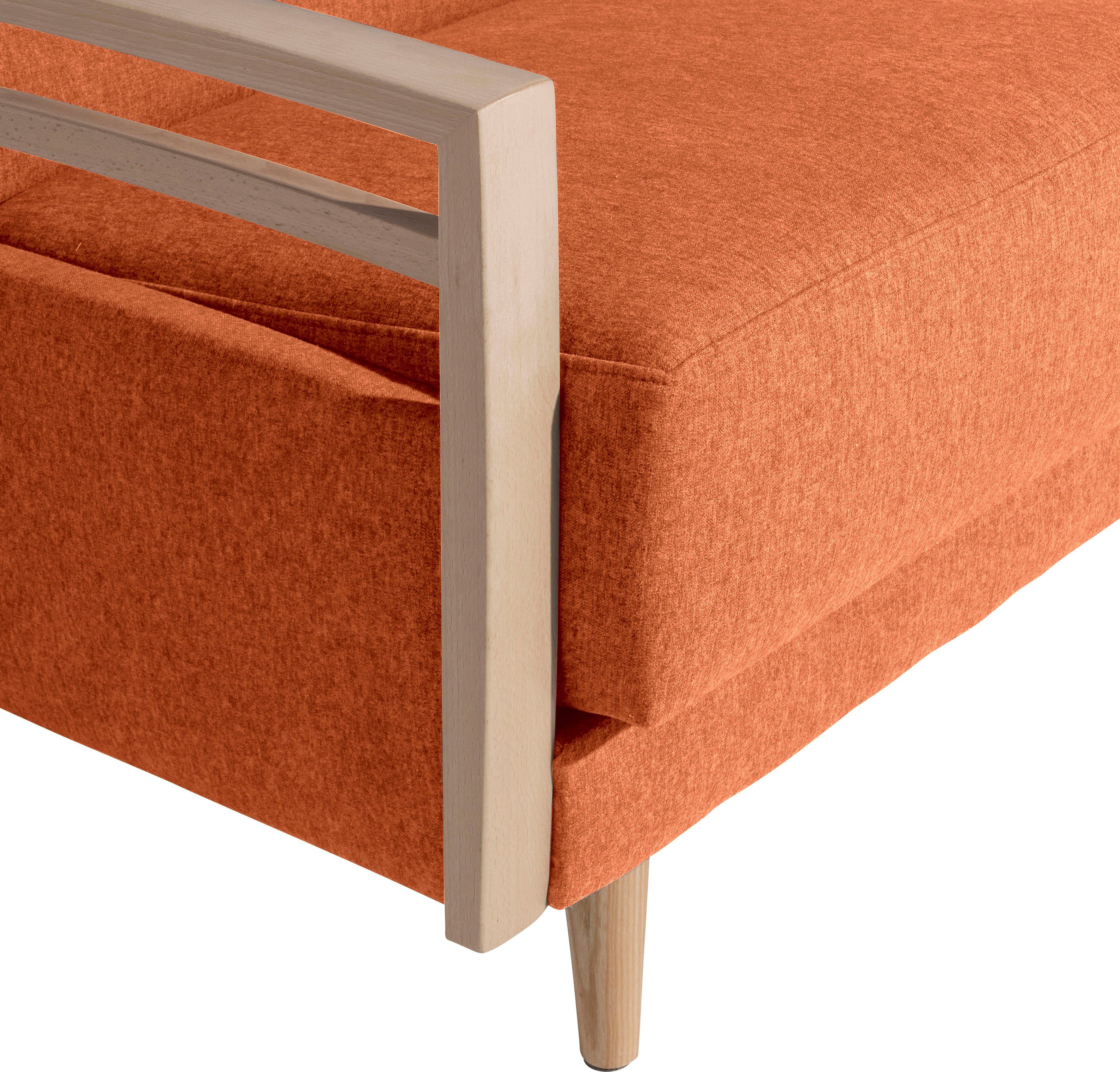 Schlafsofa Buche Seitenteilen mit Winzer® aus Max Joost, terracotta massiver