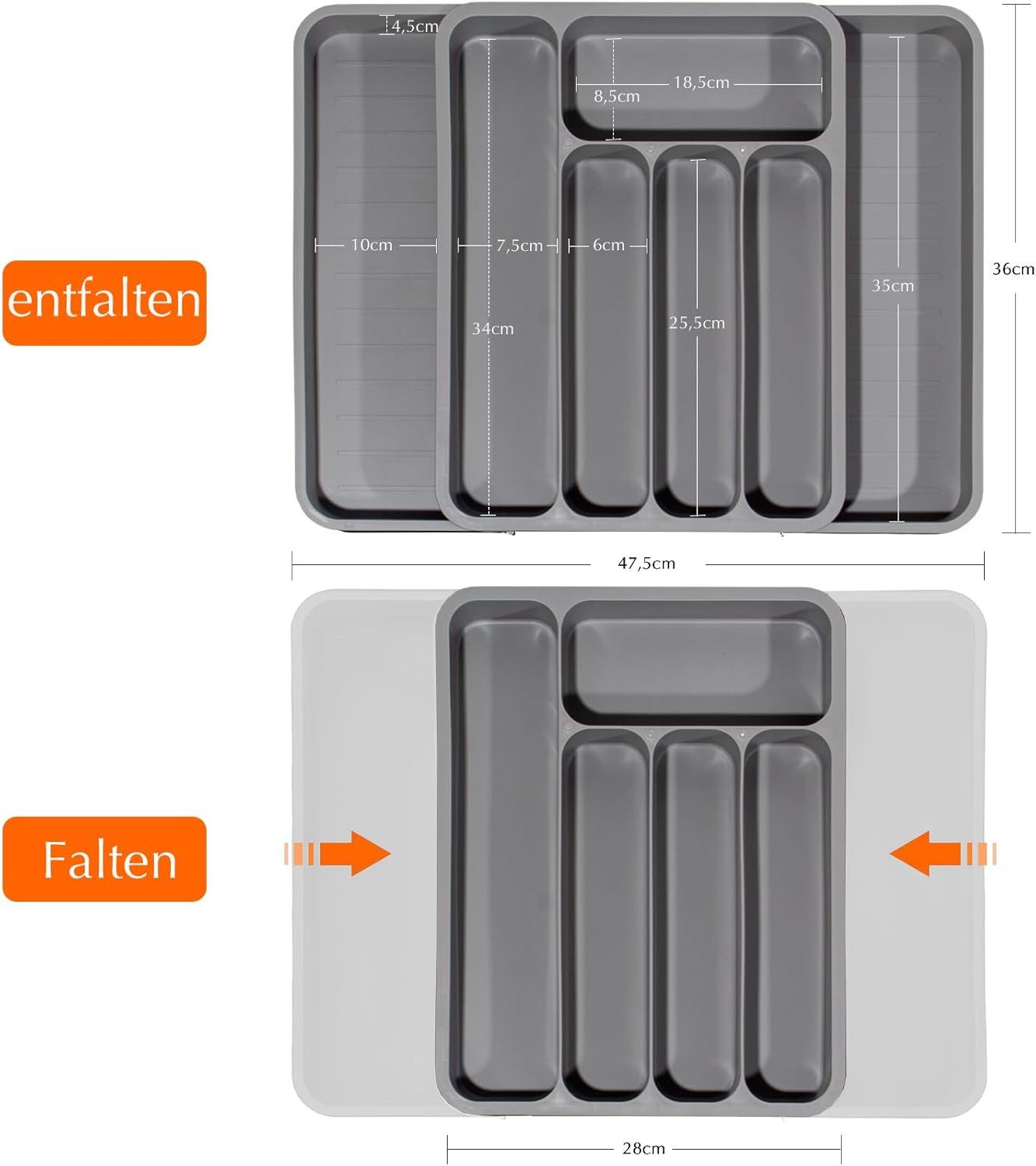 Auledio Besteckkasten Küchenbesteck-Aufbewahrungsbox, verstellbare Besteckk günstig online kaufen