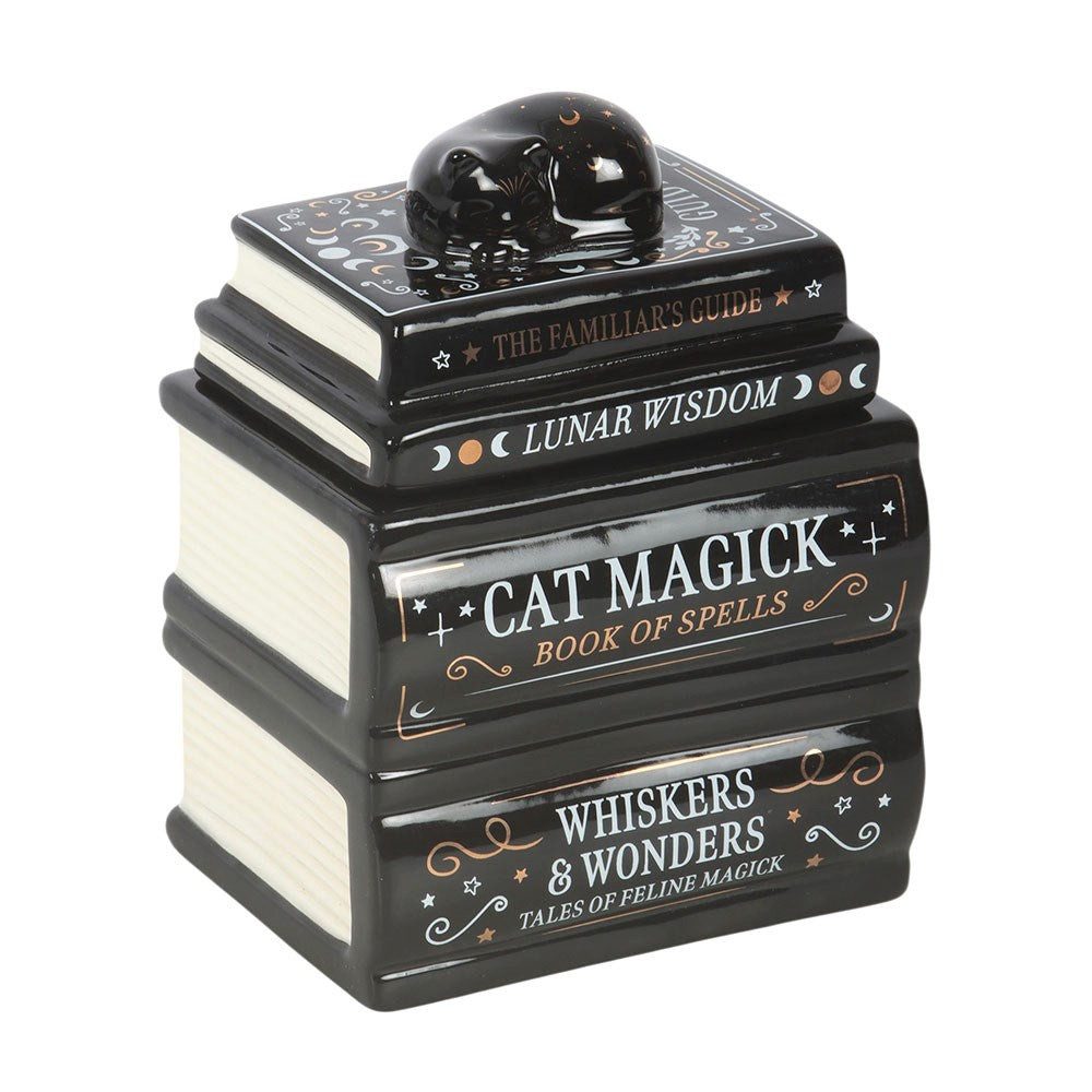 Something Different Duftlampe Duftlampe Cat Magick – Book of Spells - Gothic Ölbrenner Katze