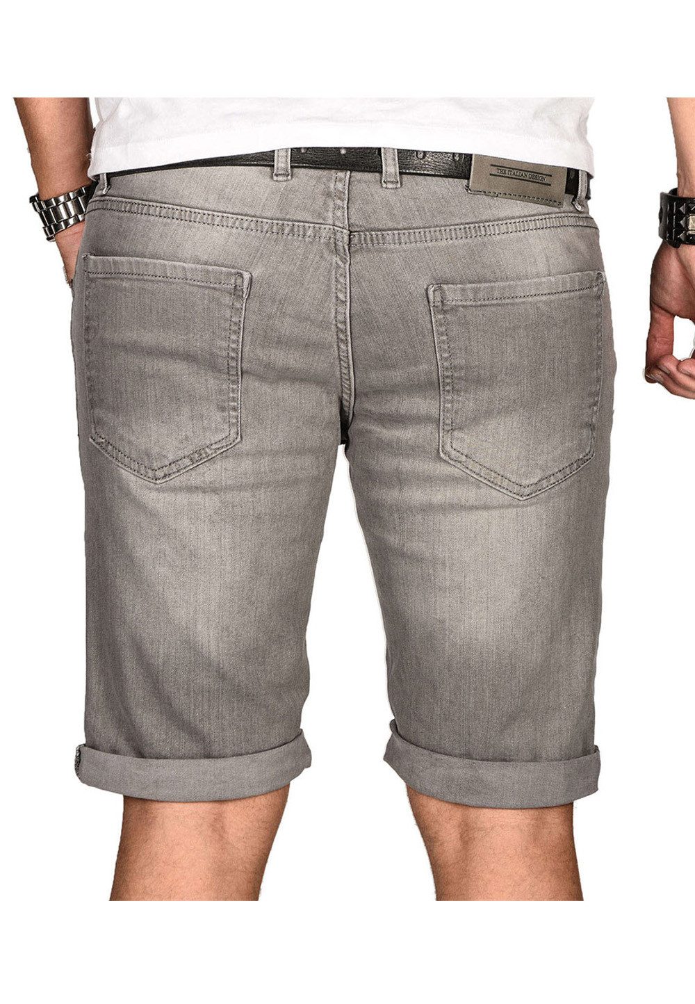 Alessandro Salvarini Shorts Herren Jeans – Used Look Stretch Denim Sommer Moderne Shorts mit Waschung und hohem Tragekomfort – Bild 4 von 4