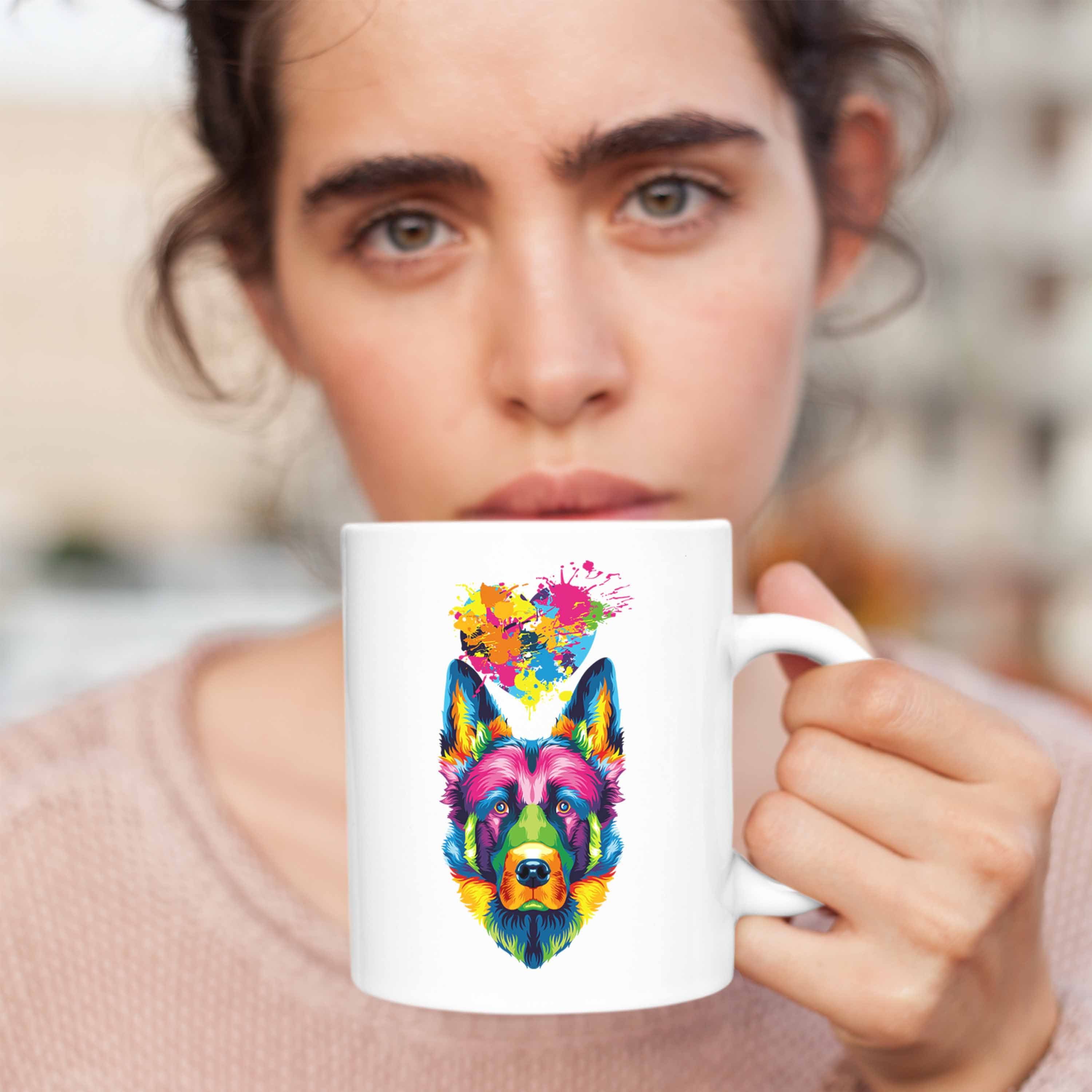 Trendation Tasse Tasse Weiss Geschenk Schäferhund Lustiger Besitzer Spruch Geschen Farbe Herz