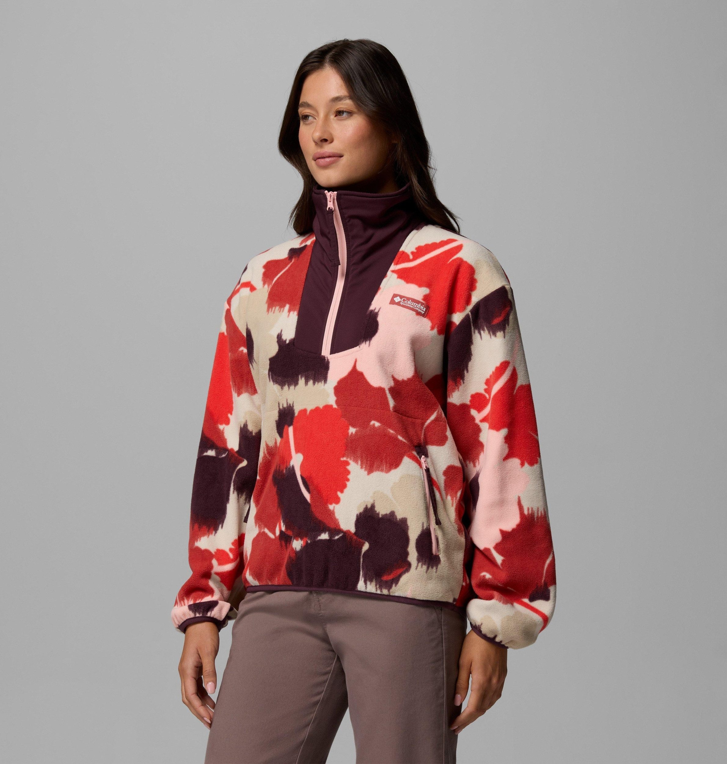 Columbia Rollkragenpullover Sequoia Grove Printed Half Zip WASHED RED, IKATBLOOM