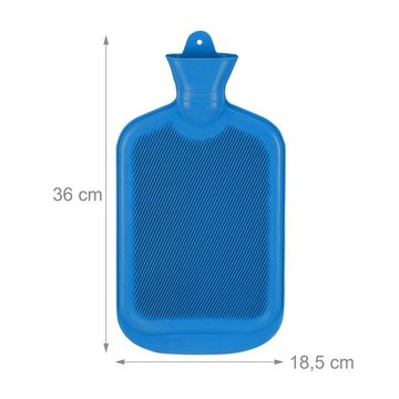 relaxdays Wärmflasche 3 x Wärmflasche 2 Liter blau