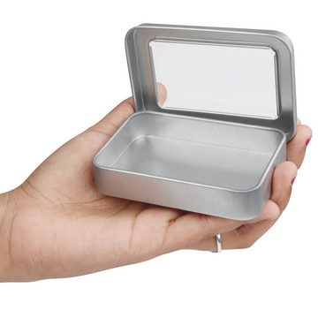 Kurtzy Aufbewahrungsbox Silver Metal Boxes (20 Pack) - Small Storage Containers 9x6,3x1,8cm, Kleine silberne Metall-Aufbewahrungsbox (20er Pack) - 9x6,3x1,8cm