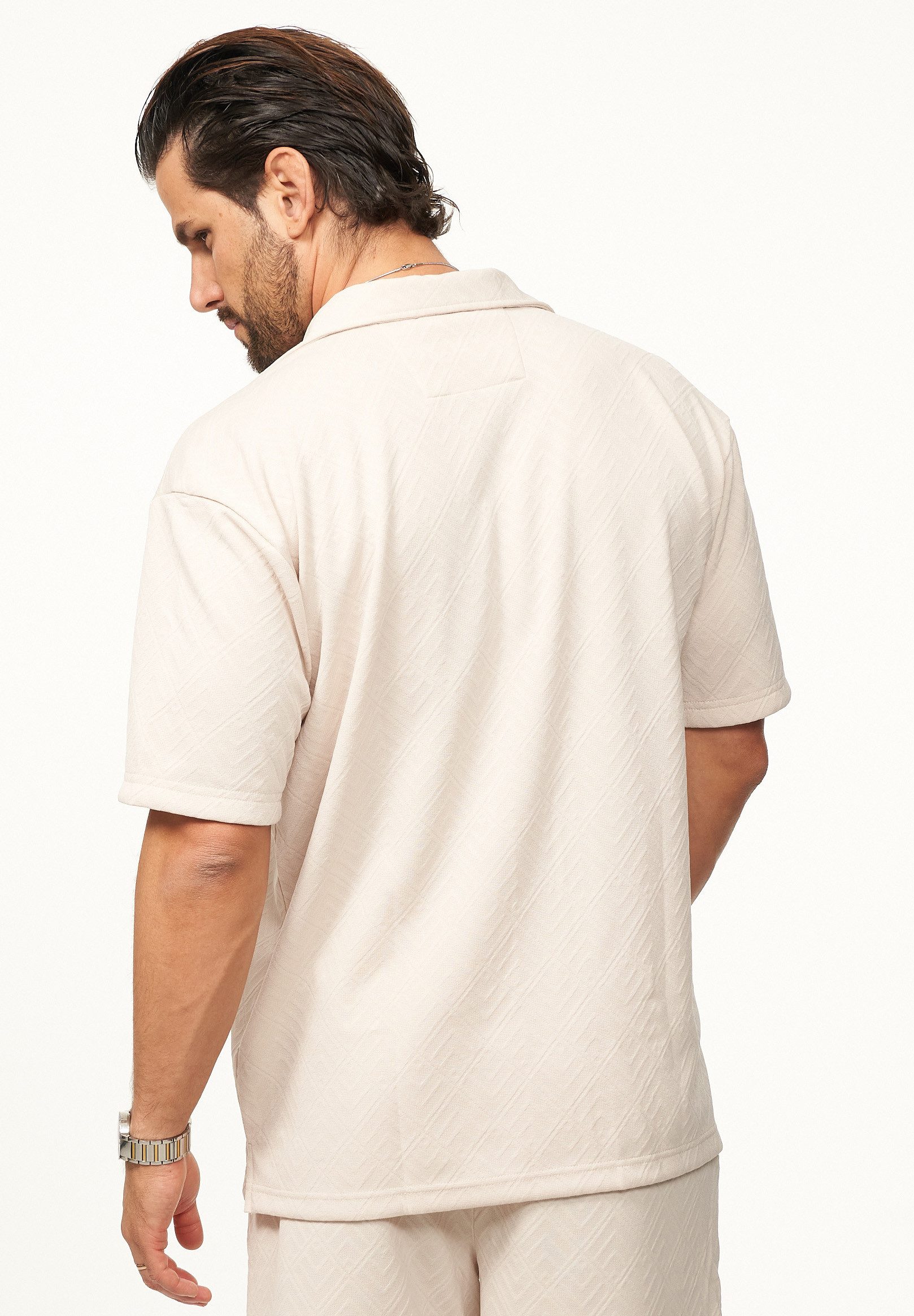 CARISMA Kurzarmhemd im Summer-Look mit Strukturmuster Regular-Fit Herren Kurzarm Strick Polo-Hemd T-Shirt – Bild 4 von 4