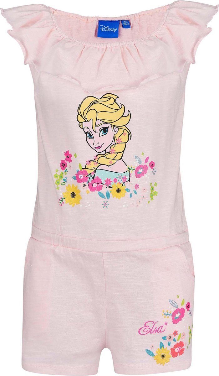 Overall FROZEN DIE EISKÖNIGIN Mädchen Overall Einteiler Onesie Rosa Anna und Elsa völlig unverfroren Gr. 104 116 128 140 für 4 6 8 10 Jahre