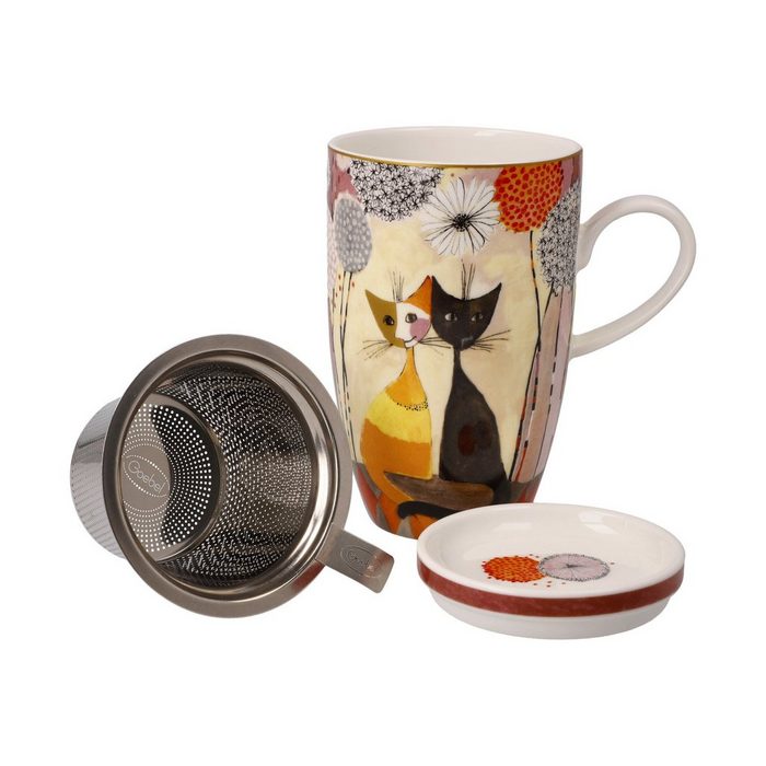Goebel Tasse Teetasse mit Deckel und Sieb Porzellan