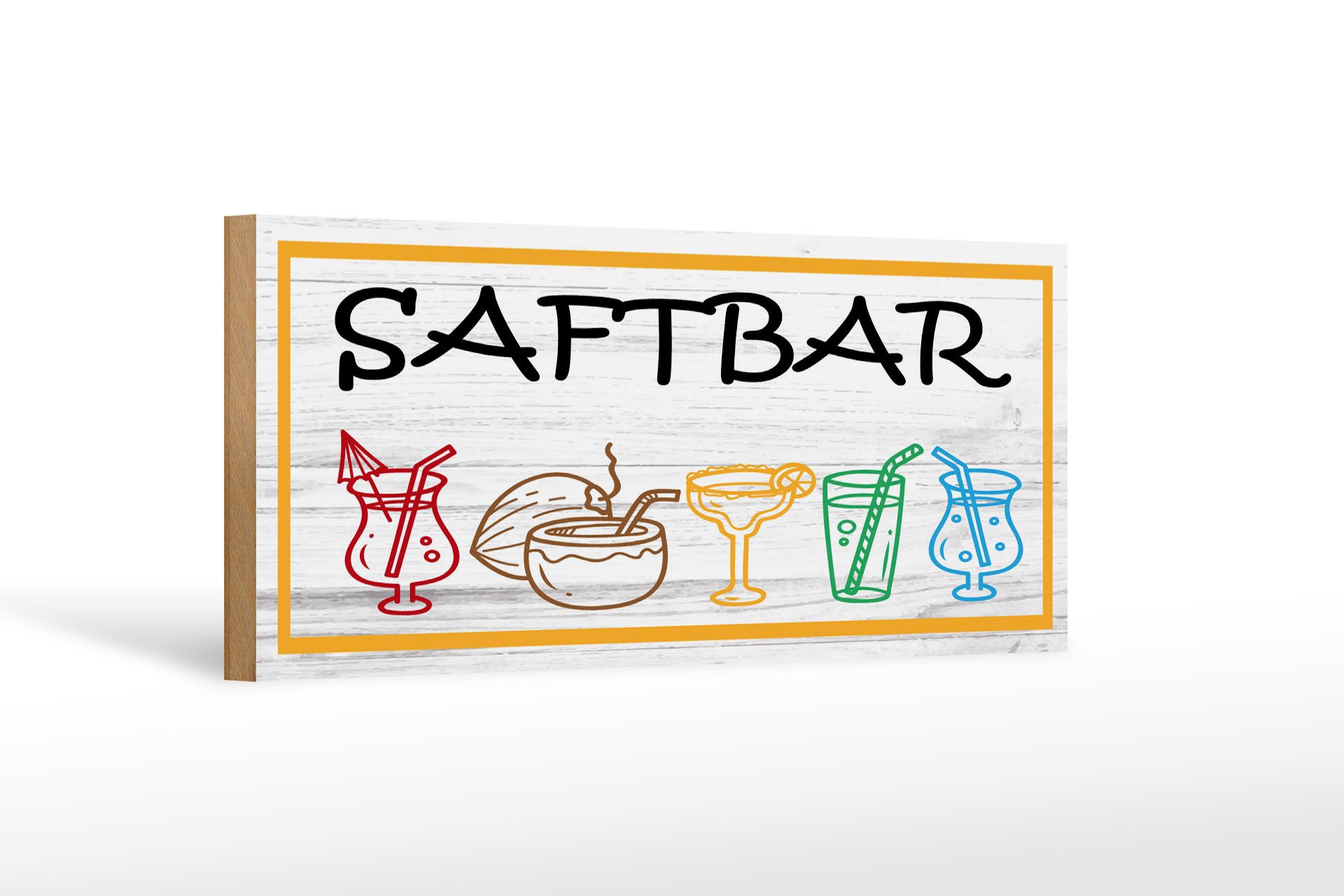 Holzbild Hinweis 27x10cm Saftbar