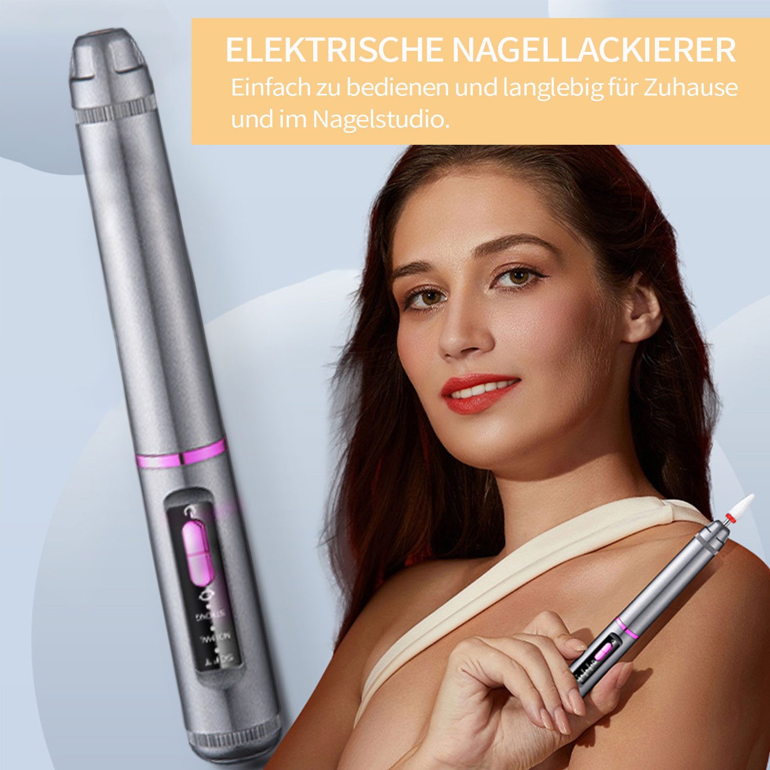 Refttenw Maniküre-Pediküre-Set Elektrisches Pediküre Set 12 in 1 Nagelfräser Kabellos, 10 Aufsätze, mit LED-Licht, Wiederaufladbar, für Gelnägel Acrylnägel