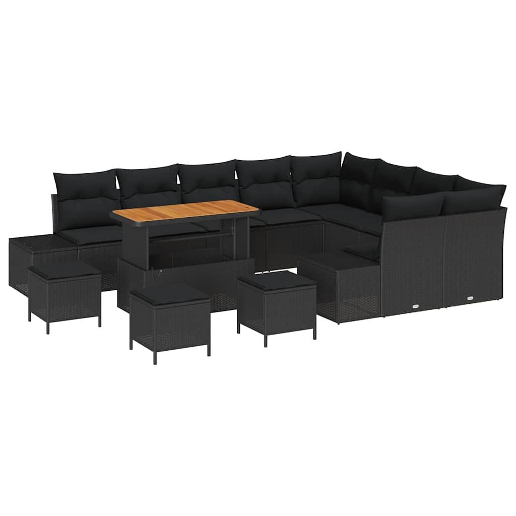 vidaXL Loungesofa Gartensofa-set 13 stk. 12-Sitzanzahl Schwarz Poly Rattan, 13 Teile