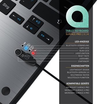 Aplic Tablet-Tastatur (Slim Bluetooth Keyboard für Microsoft Tablet Surface Pro 3, Pro 4)