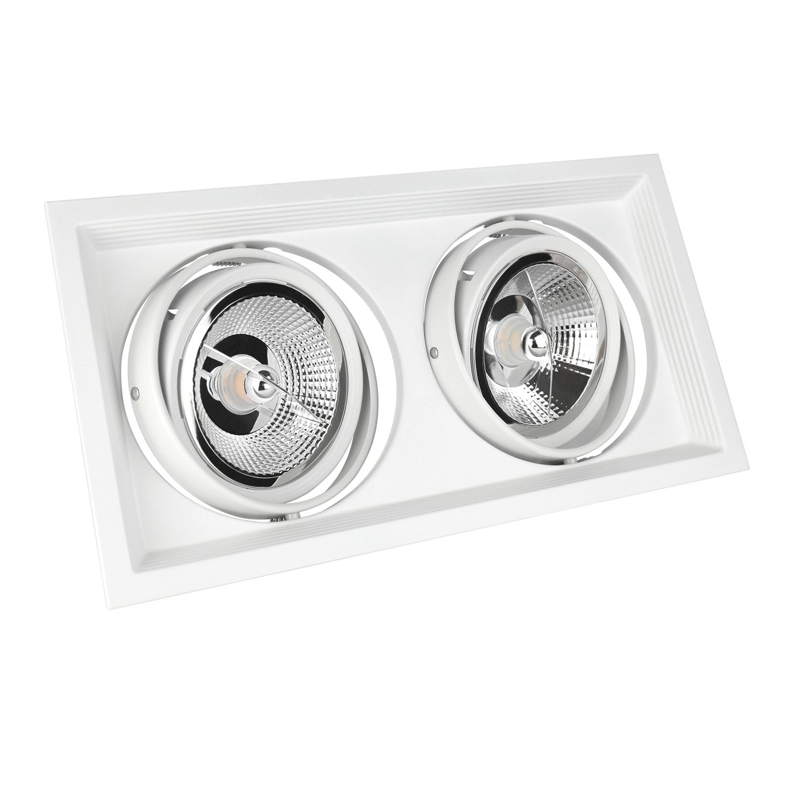 Spectrum LED Einbaustrahler LED GU10 AR111 2fach Einbaustrahler max. 2x 25W schwenkbar weiß eckig, Kein Leuchtmittel enthalten, Schwenkbar