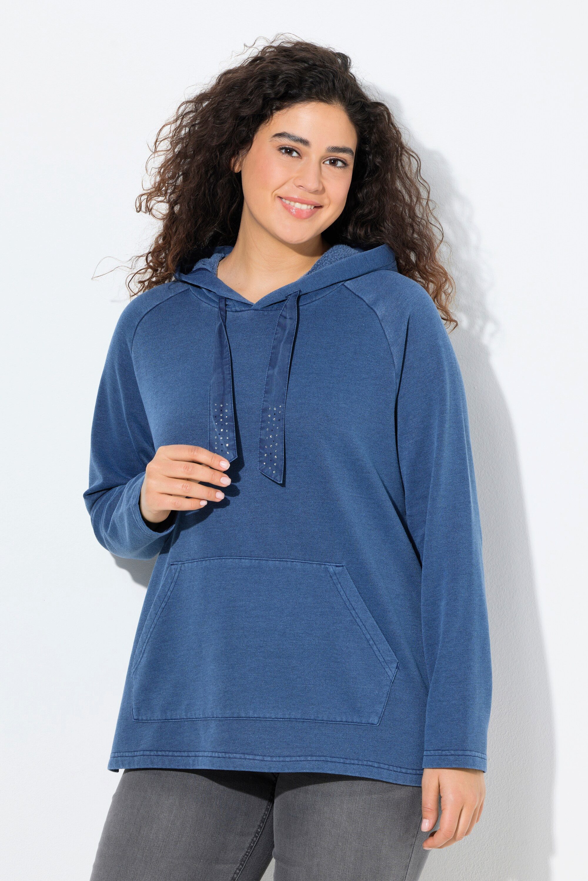 Ulla Popken Sweatshirt Hoodie Vintage-Look verzierte günstig online kaufen