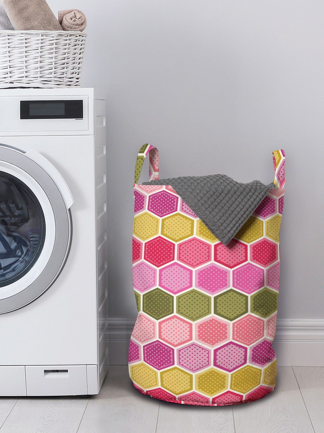 Abakuhaus Griffen und Waschsalons, Geometrisch mit Punkte Wäschesäckchen Wäschekorb Kordelzugverschluss für Hexagons