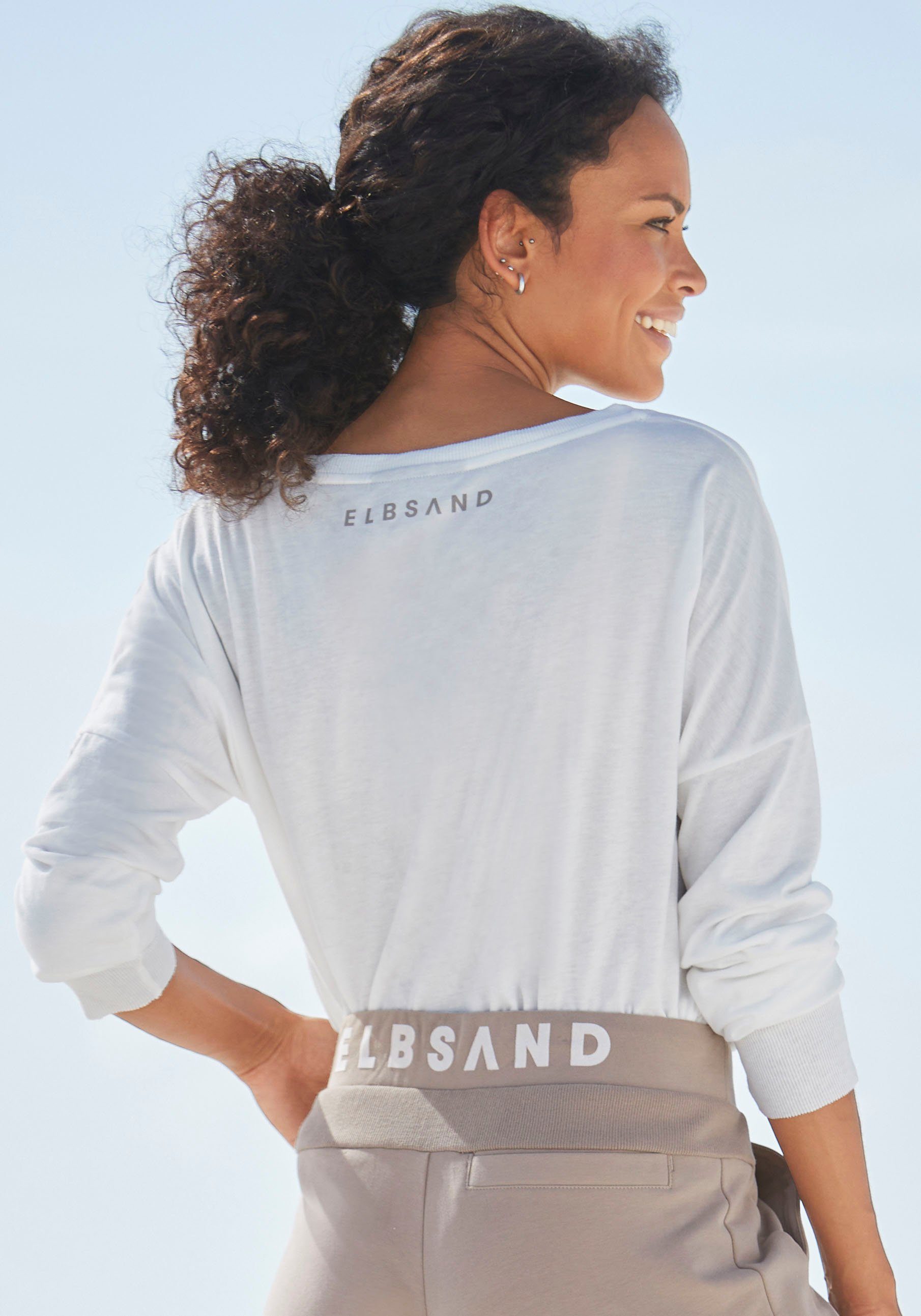 Elbsand Langarmshirt Irpa mit Logodruck, Baumwoll-Mix, sportlich-casual