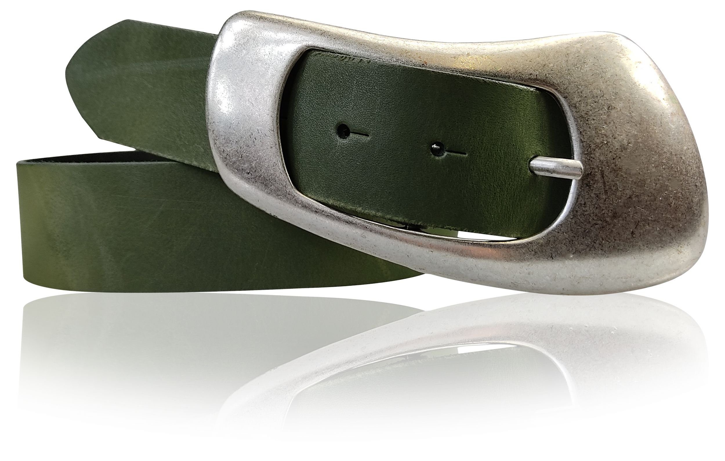 FRONHOFER Koppelgürtel 18384 (1-St) 70er Jahre Damengürtel Echtleder 4 cm große Dornschnalle Retro Style