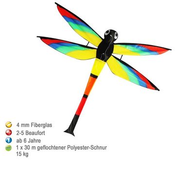 AIROW KITES Flug-Drache Lilly Libelle 3D 4mm Fiberglasgestänge Größe 110x144cm
